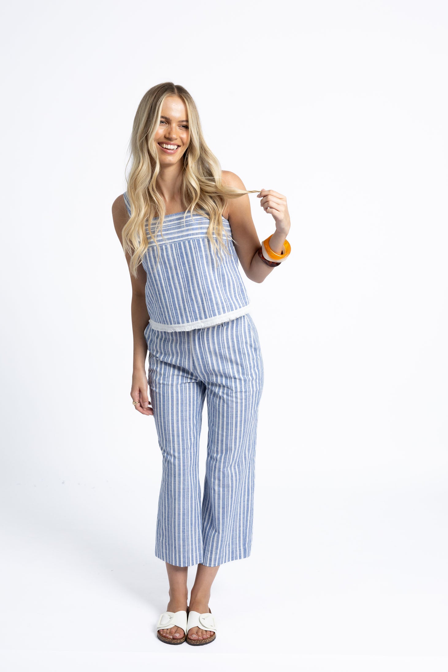 Eve Stripe Pant - Blue/White