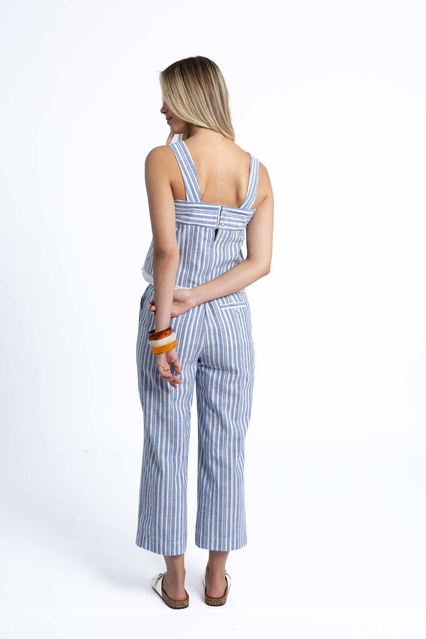 Eve Stripe Pant - Blue/White