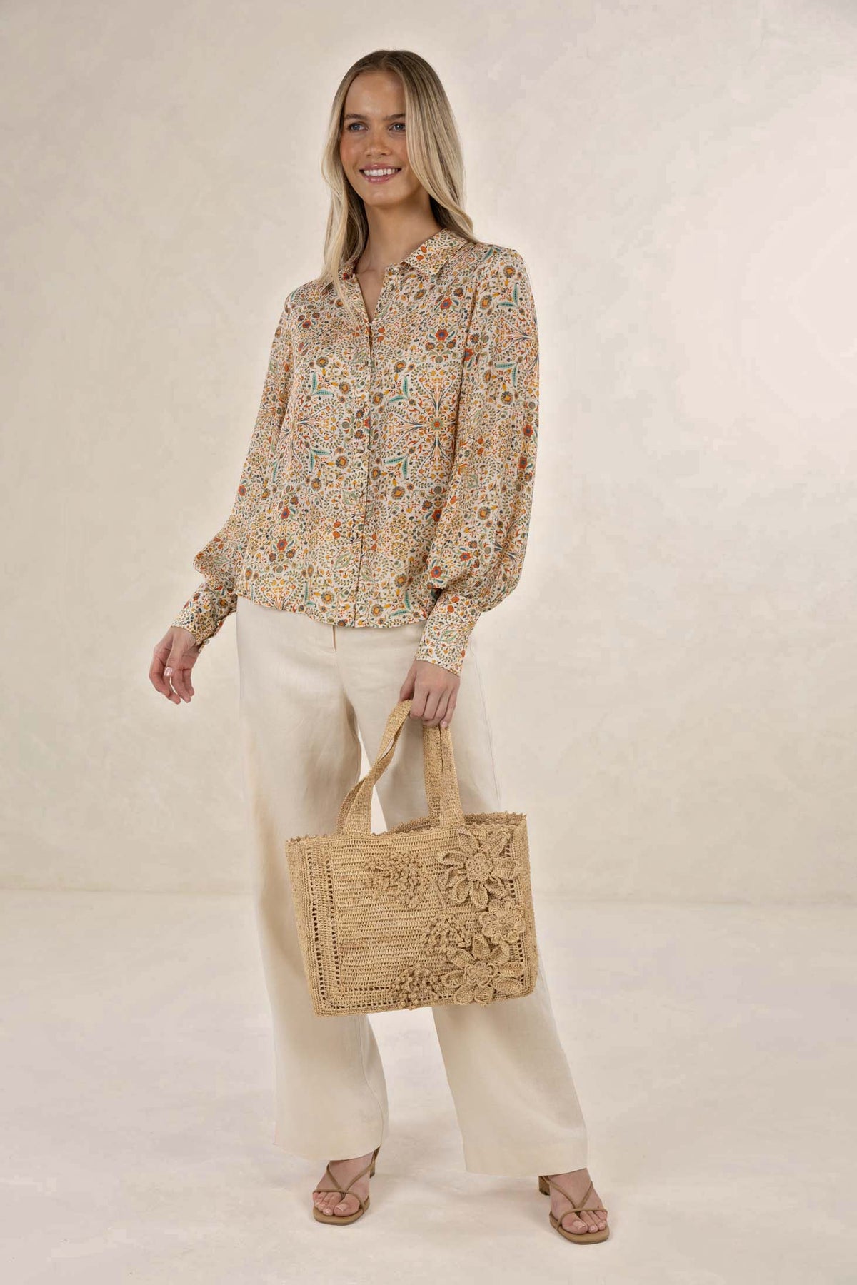 Humidity Ayla Blouse - Almond Print