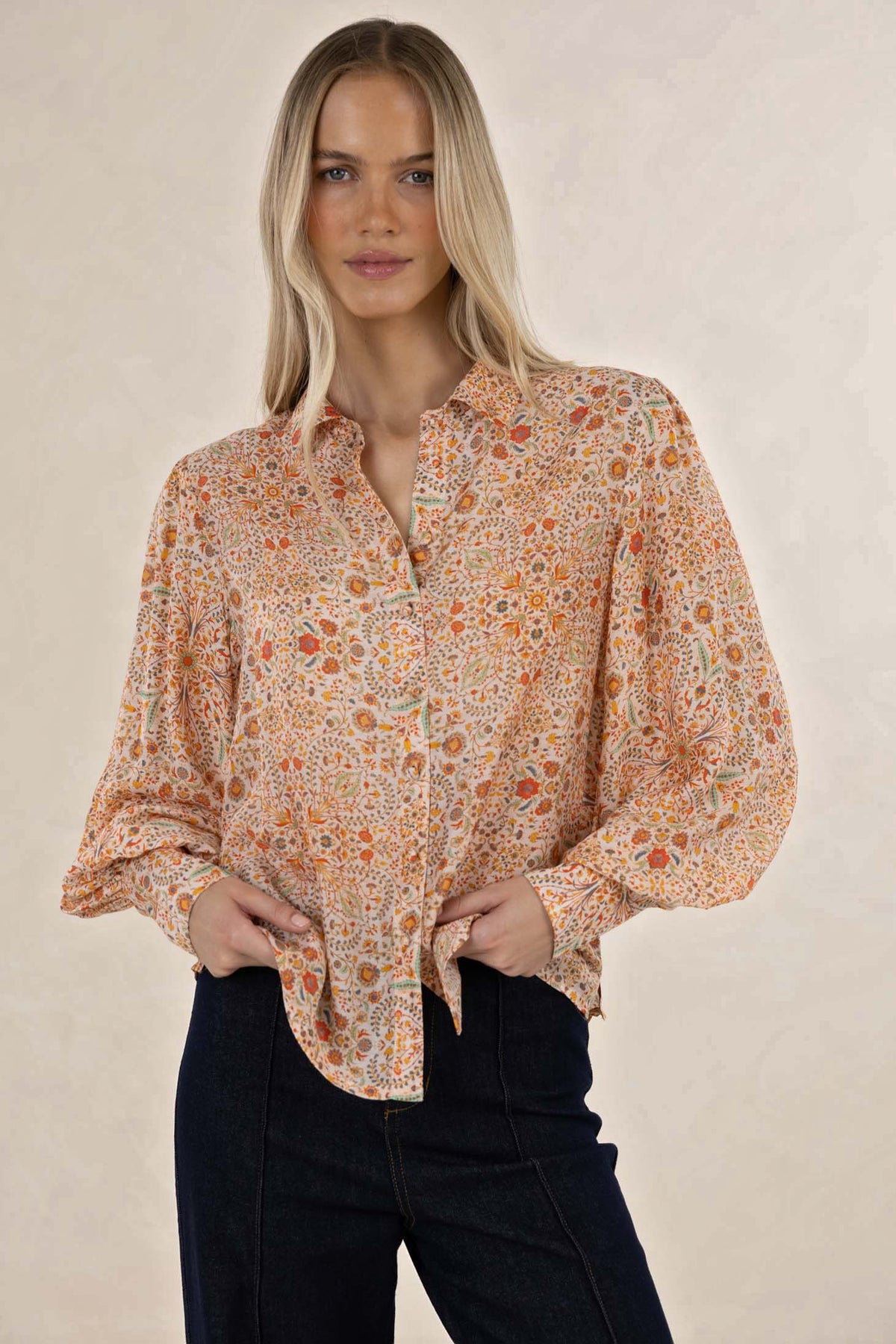 Humidity Ayla Blouse - Melon Print