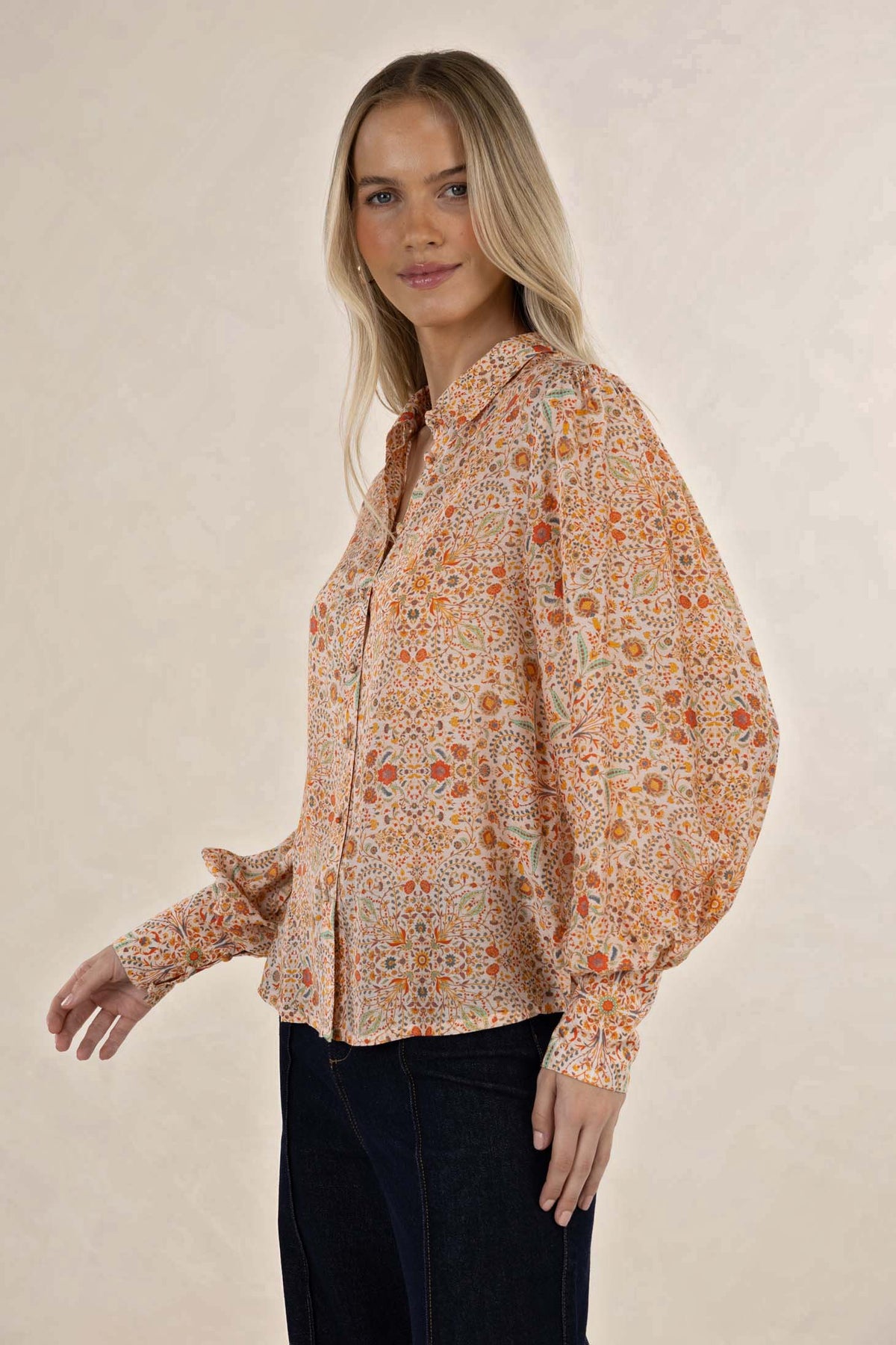 Humidity Ayla Blouse - Melon Print