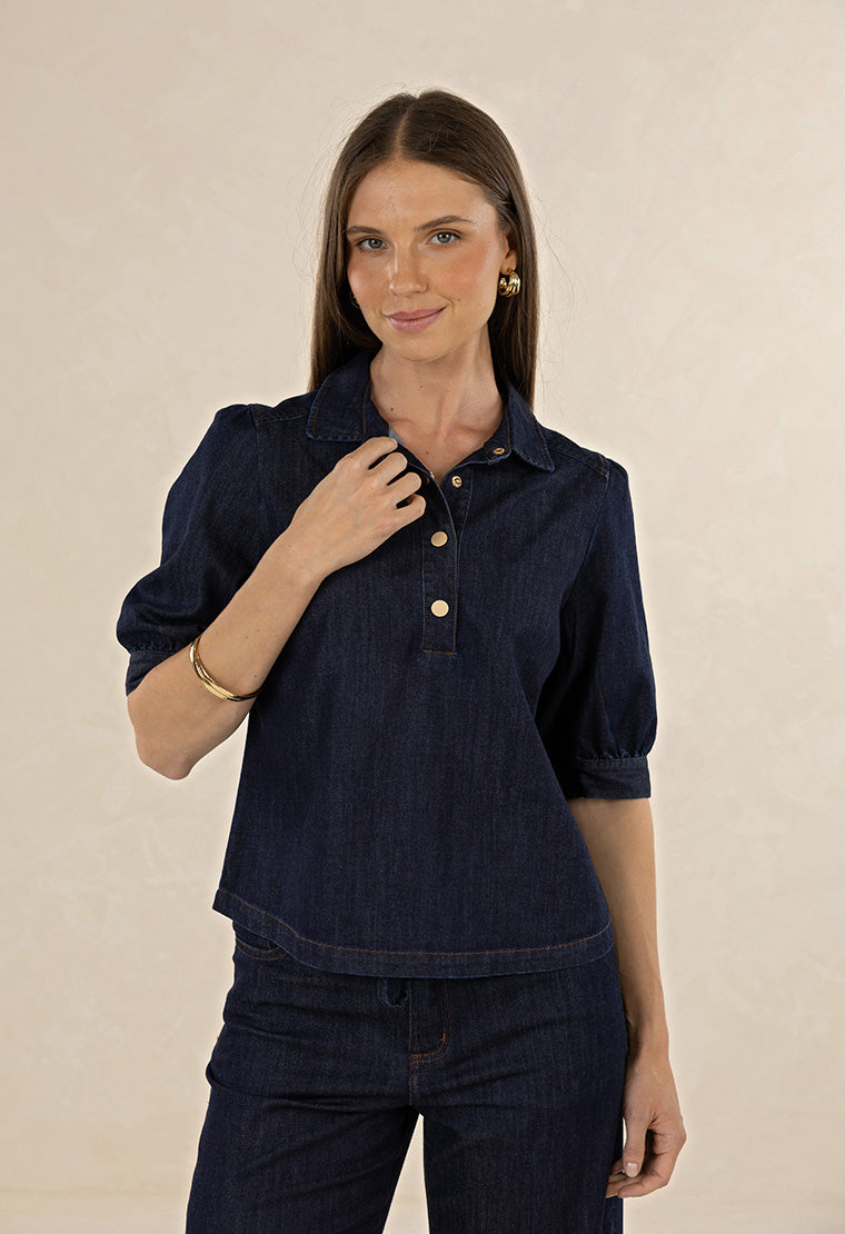 Humidity Ivy Denim Shirt - Dark Blue
