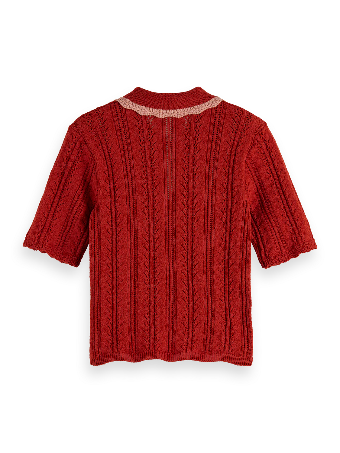 Pointelle Collared Knit Polo