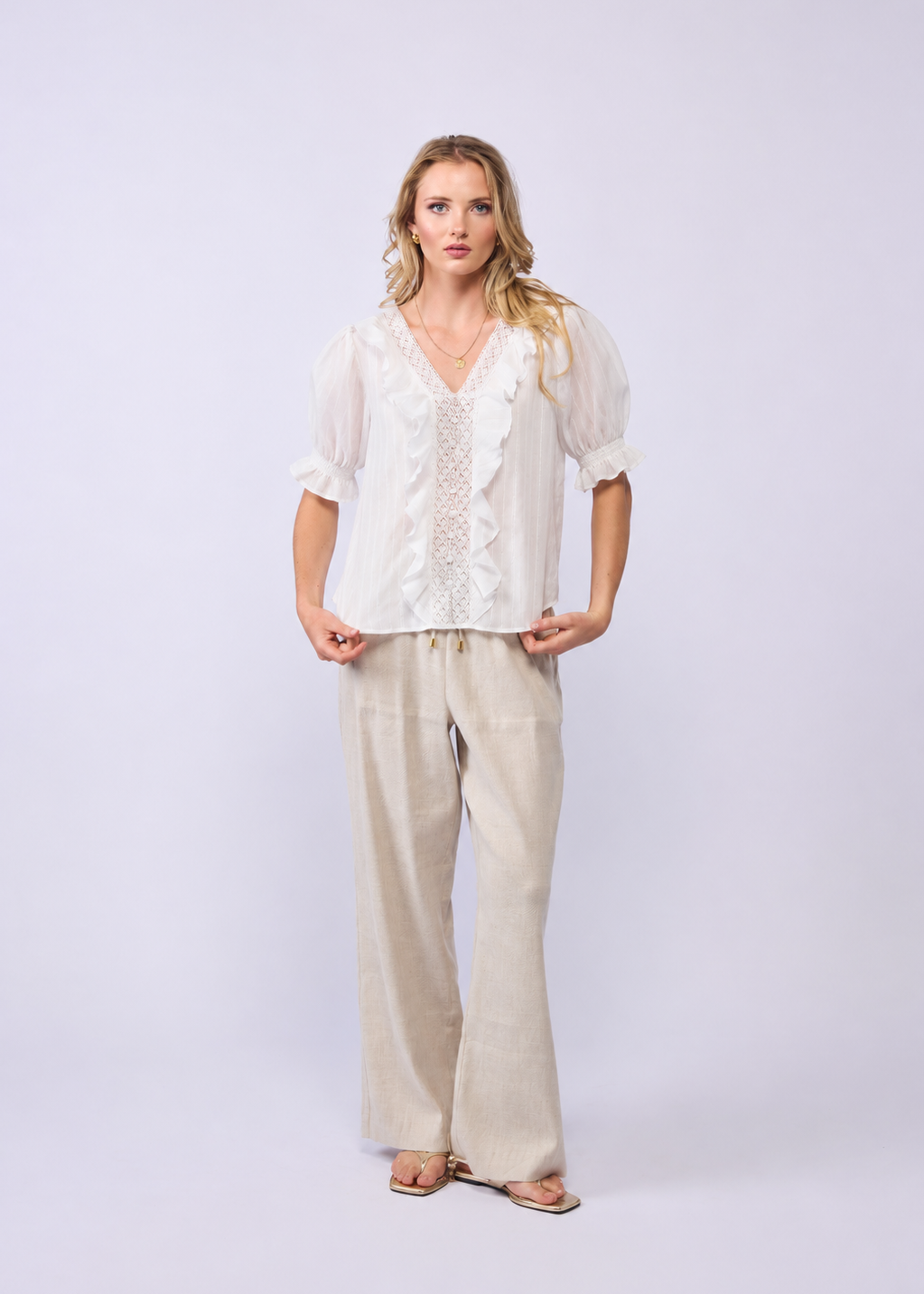 Drama the Label Amelia Short Sleeve Blouse - White
