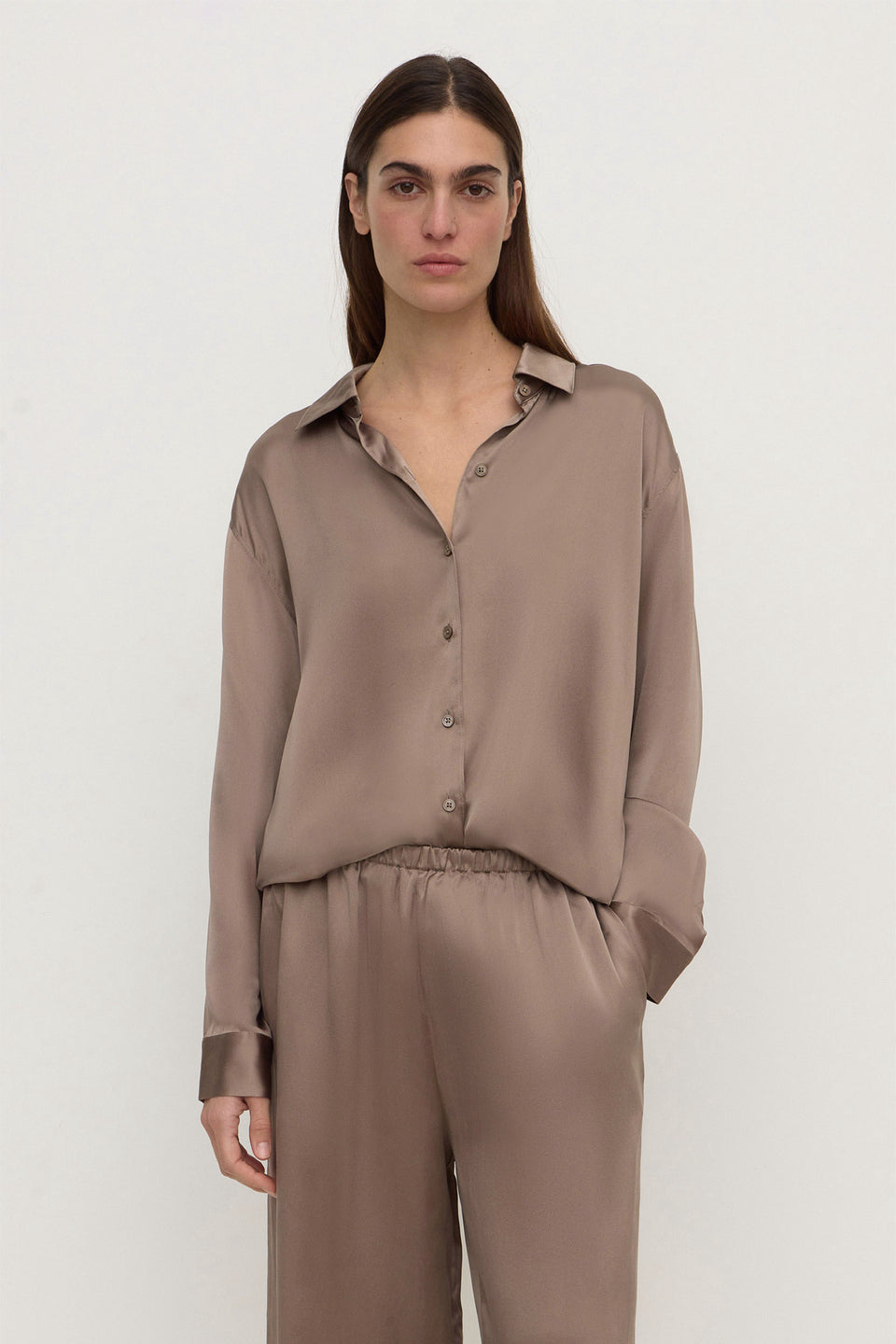 Assembly Label Pippa Silk Shirt - Dark Sand