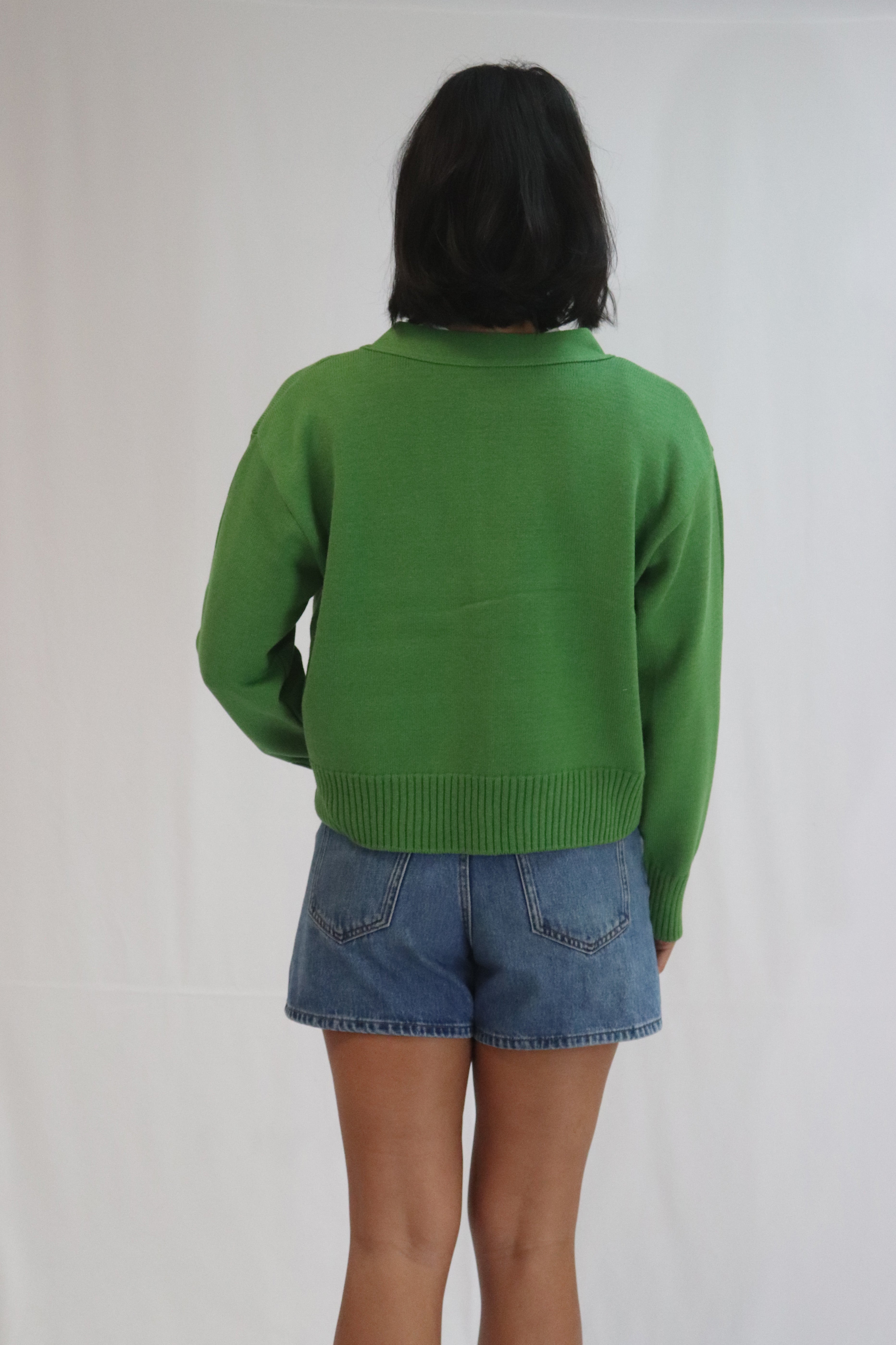 Contrast Cardi - Herb Green
