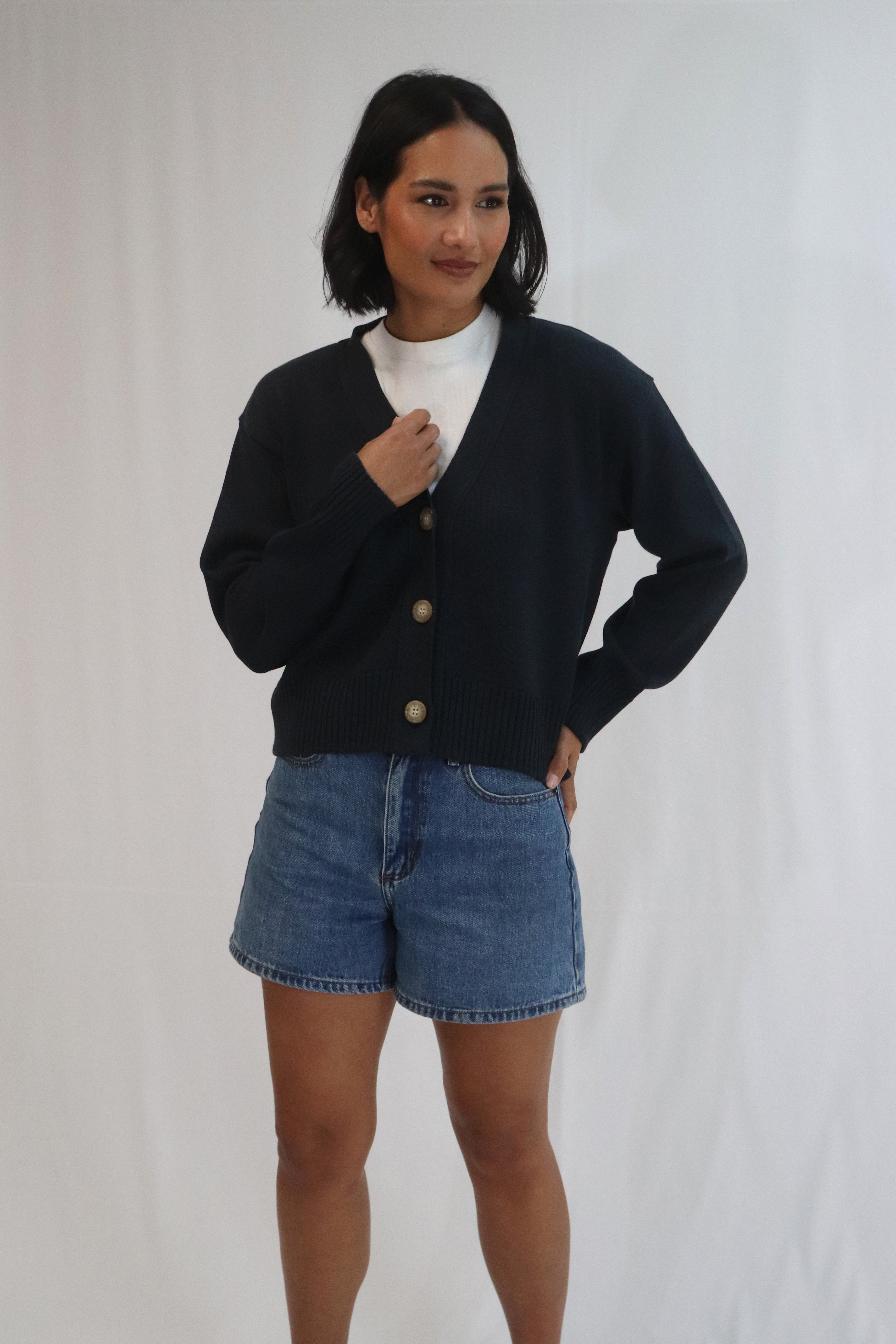 Contrast Cardi - Ink