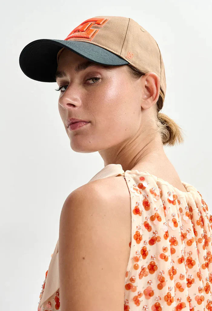 Brown/Black Embroidered Cap