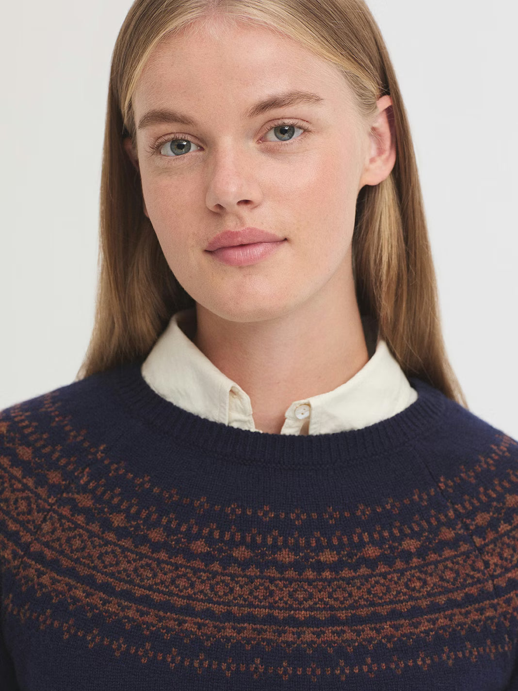 Wool Jacquard Sweater - Dark Navy