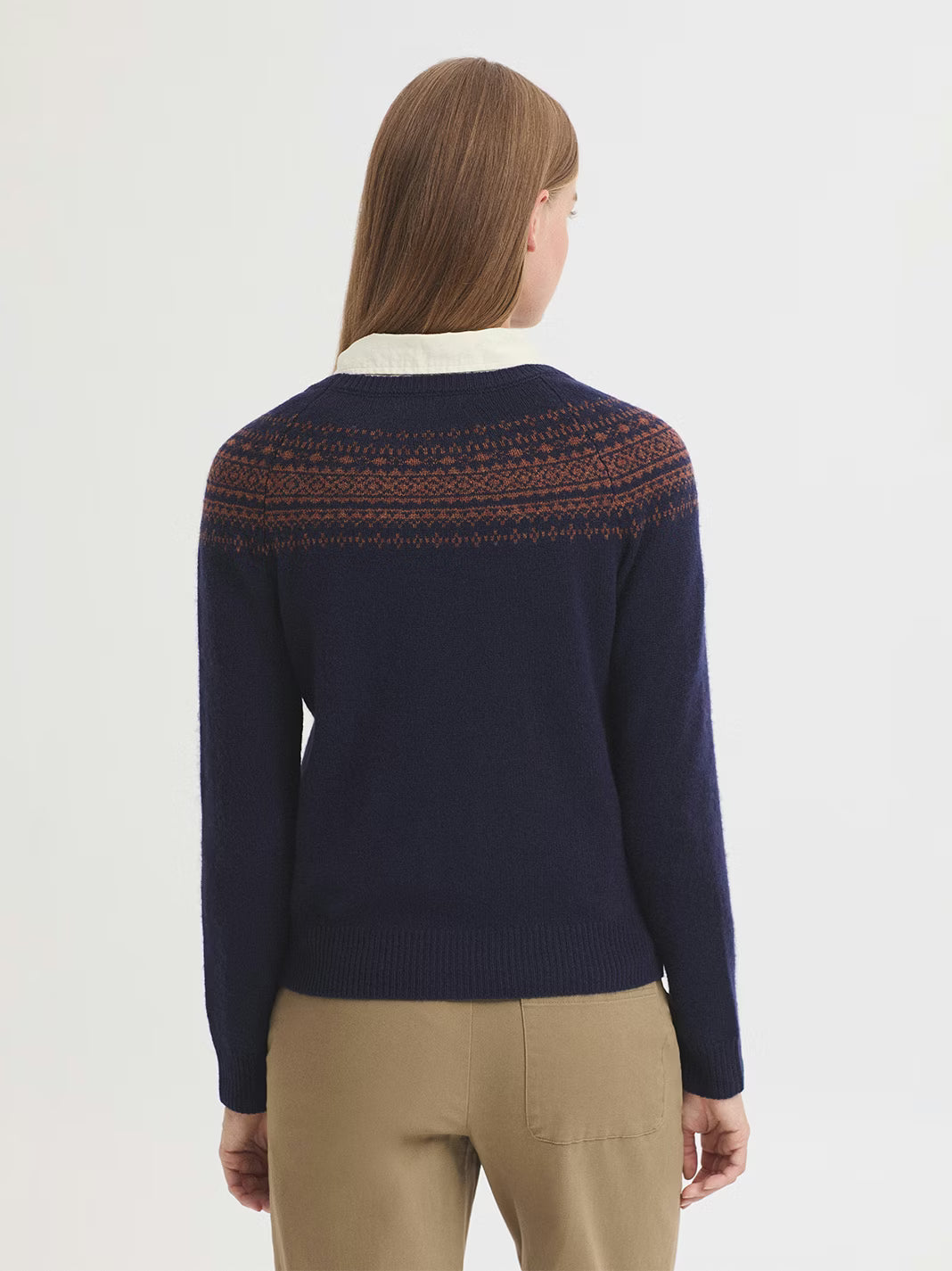 Wool Jacquard Sweater - Dark Navy