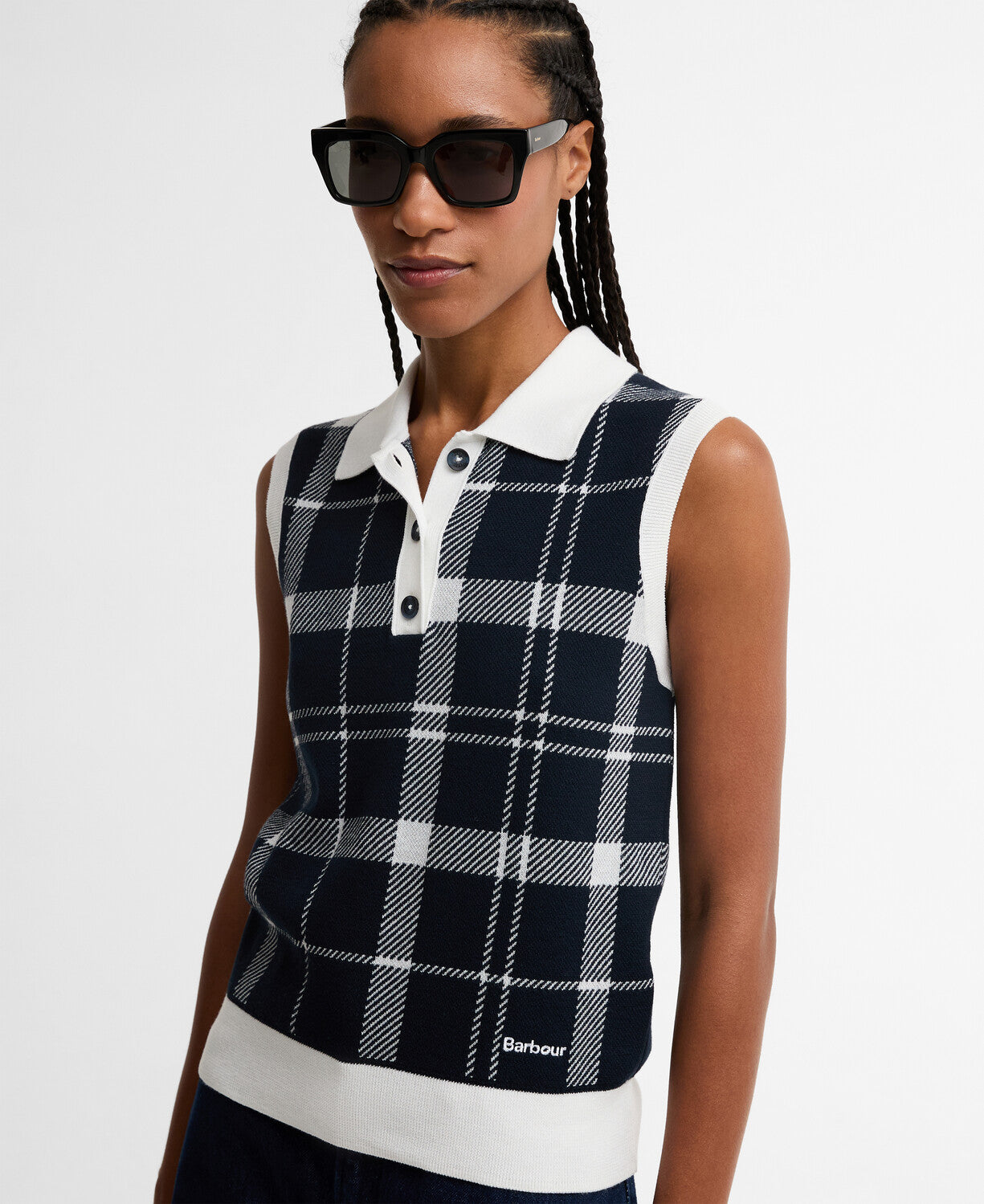 Barbour Allerdale Knitted Vest – Monochrome Tartan