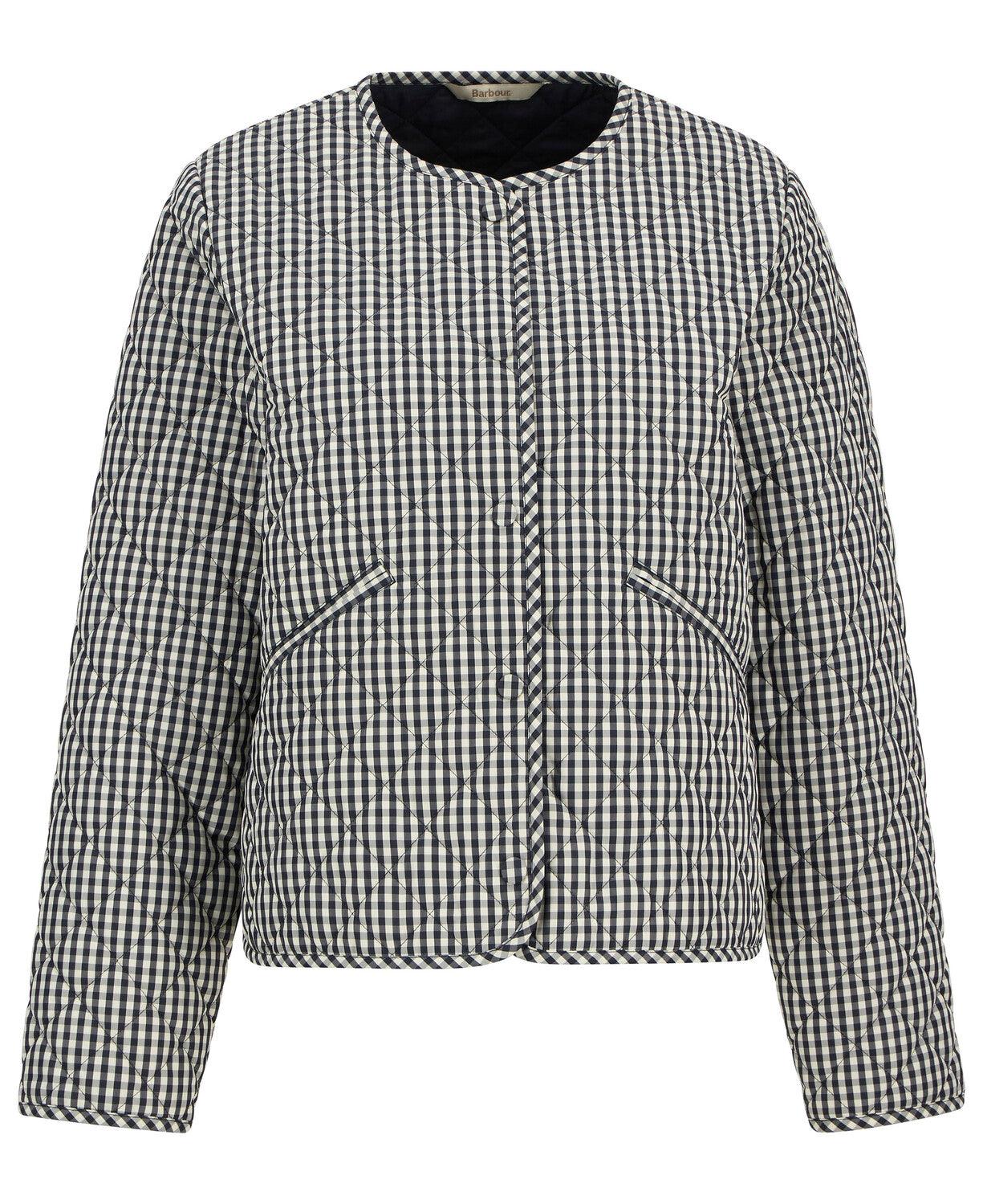 Barbour Cashel Gingham Collarless Quilted Jacket