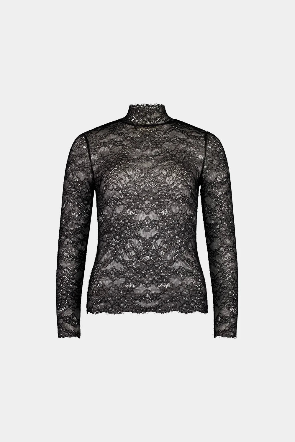 Lace Long Sleeve Top - Black