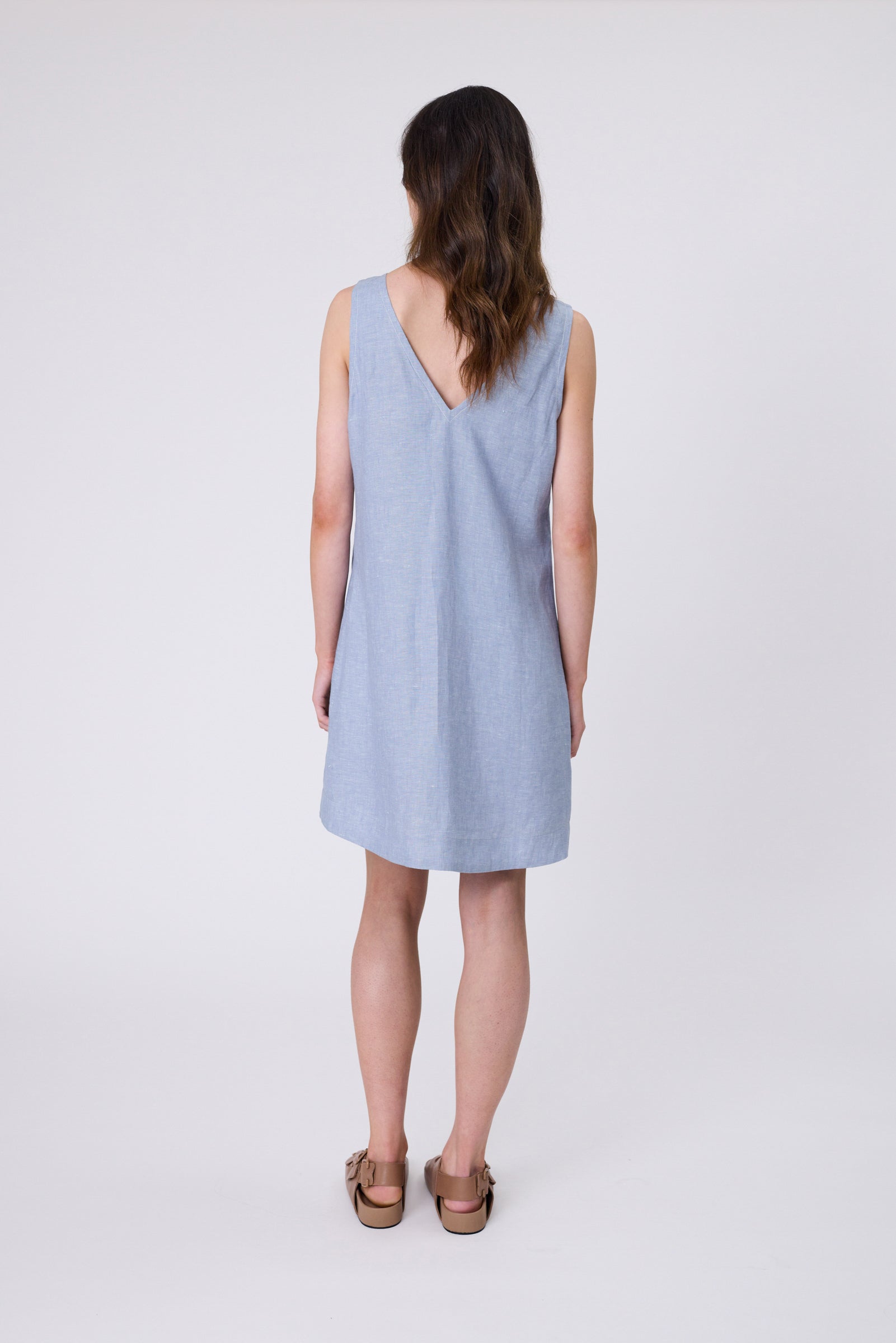 Luna Linen Dress - Blue Smoke