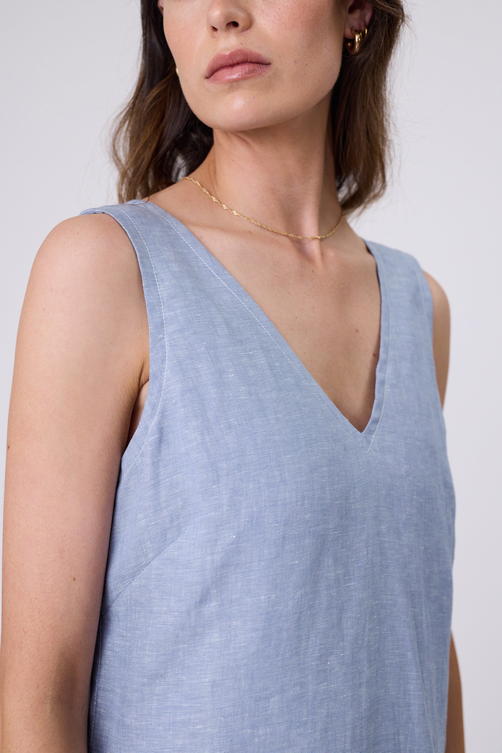 Luna Linen Dress - Blue Smoke