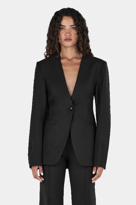 Maxine Collarless Blazer - Black