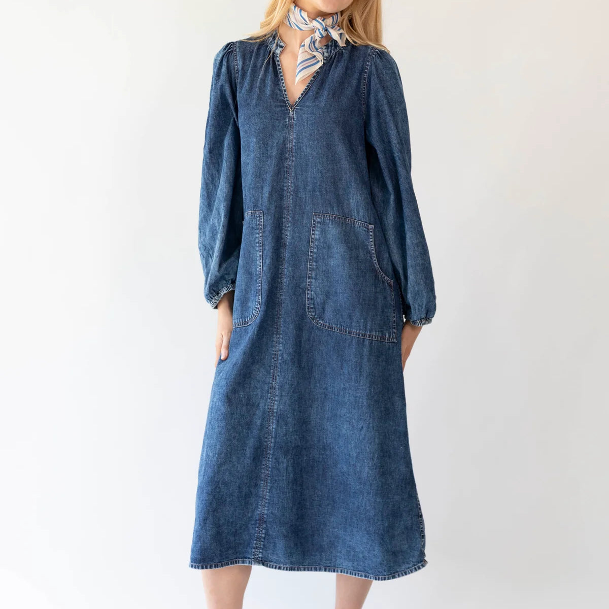 Paris Midi Dress - Denim Blue