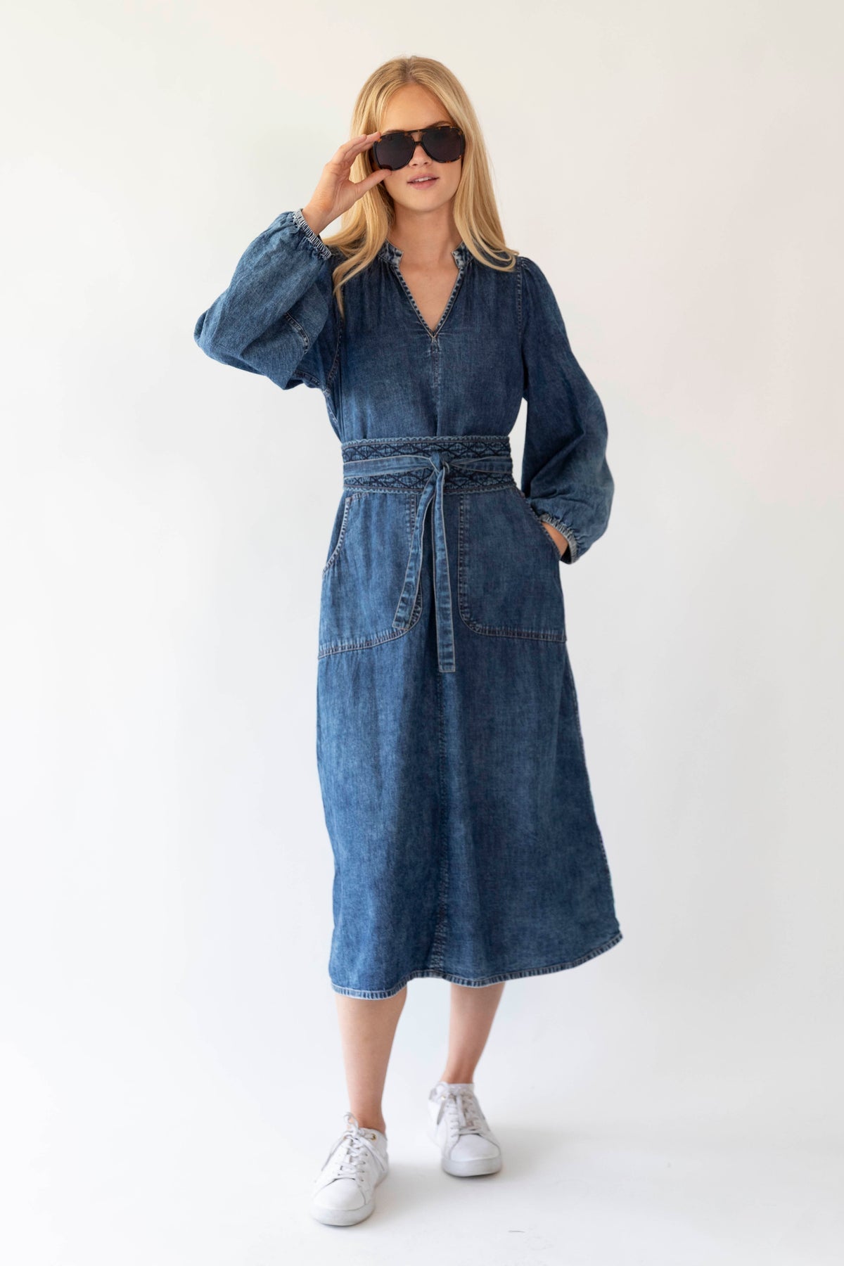 Paris Midi Dress - Denim Blue