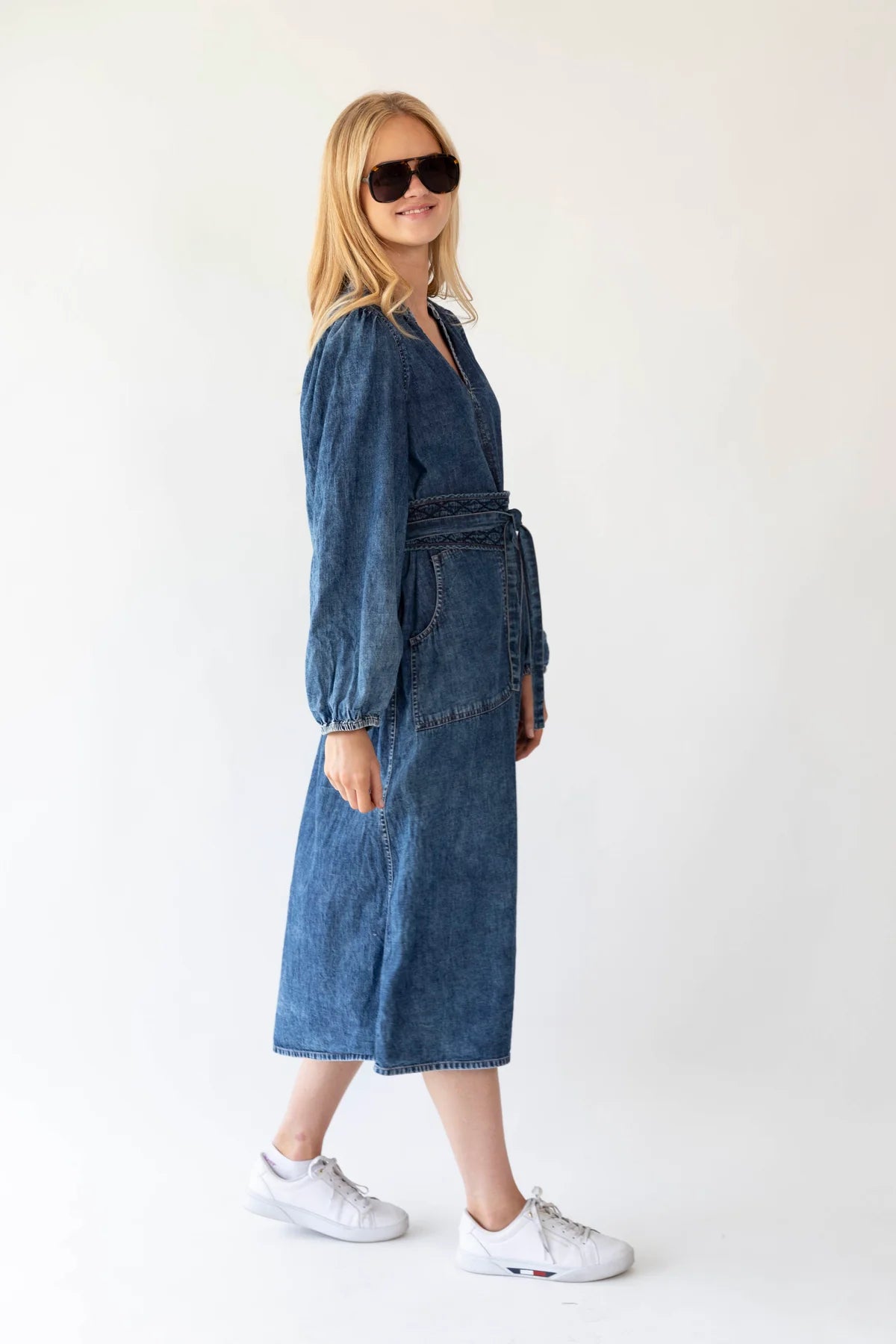 Paris Midi Dress - Denim Blue