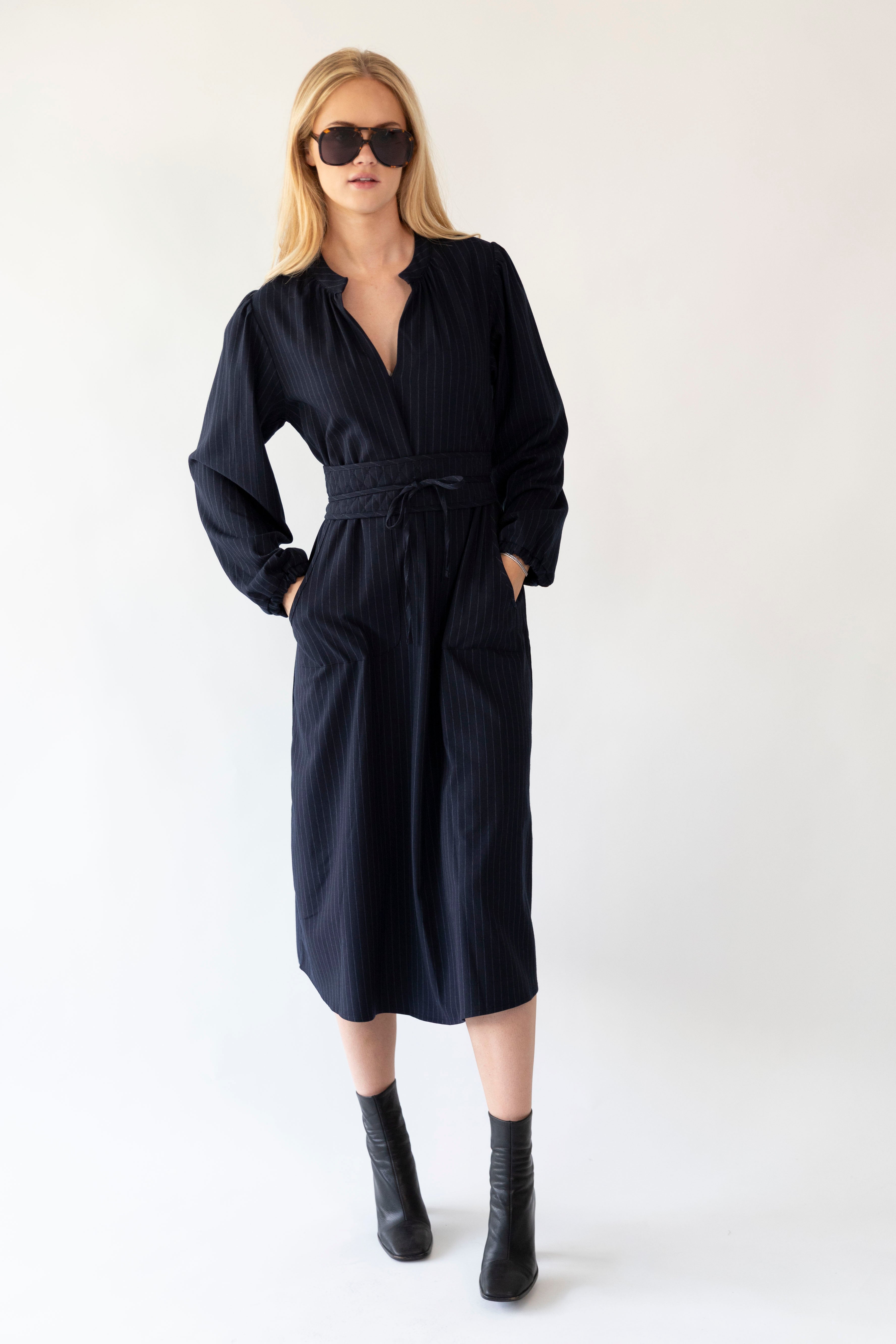 Paris Midi Dress - Dark Navy