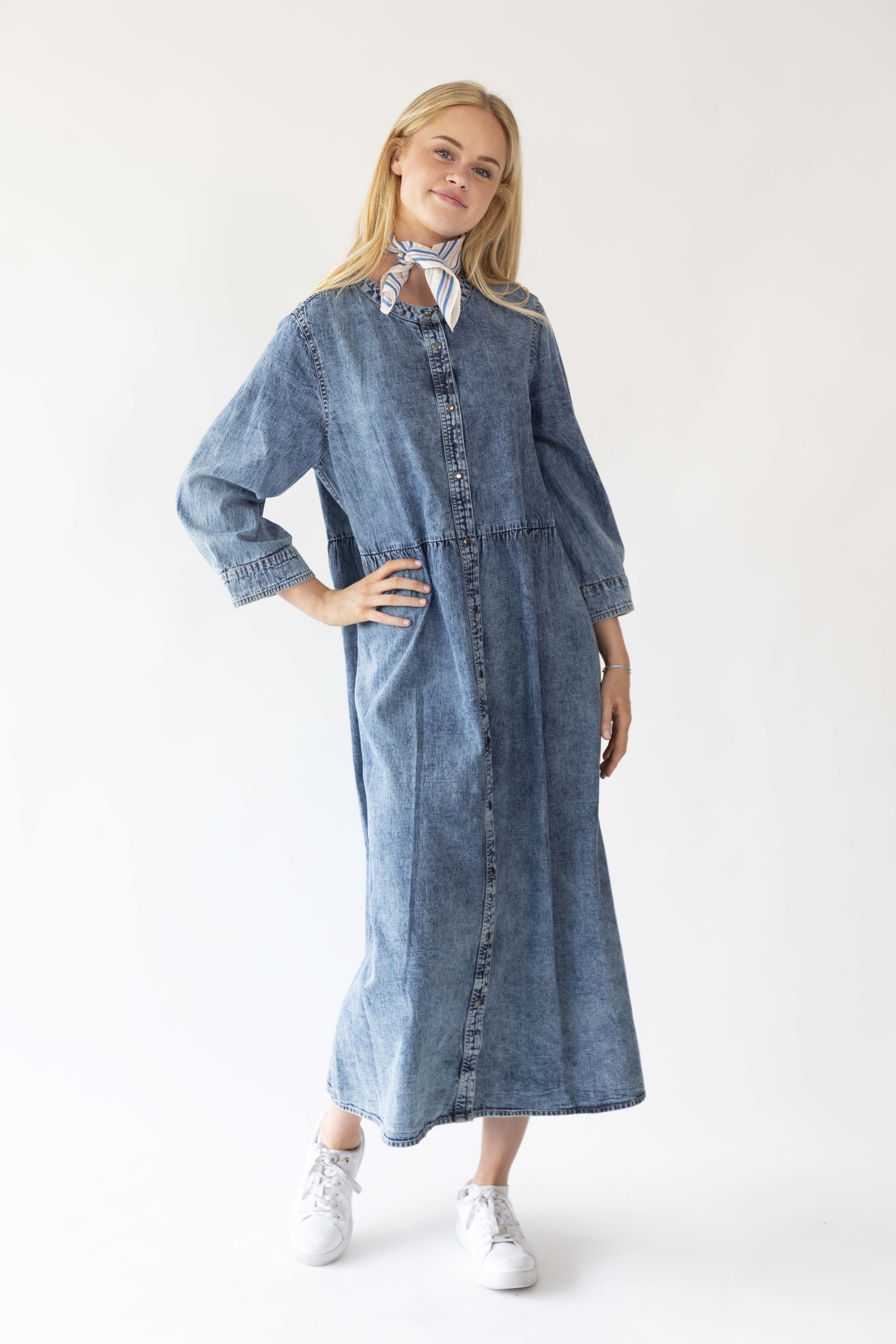 Aliya Dress - Washed Denim