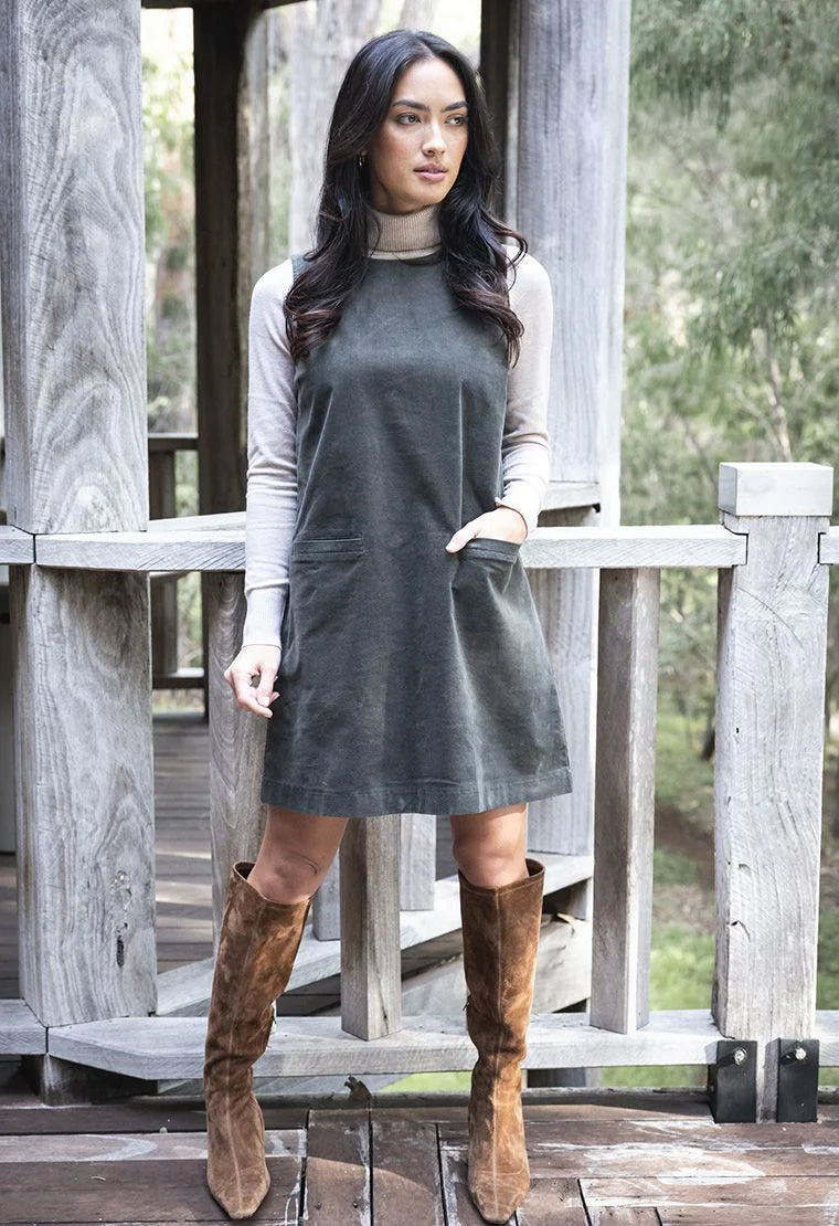 Nova Cord Dress - Khaki