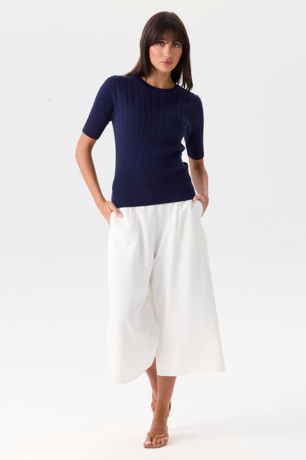 Mia Fratino Jessie Rib Tee - Navy
