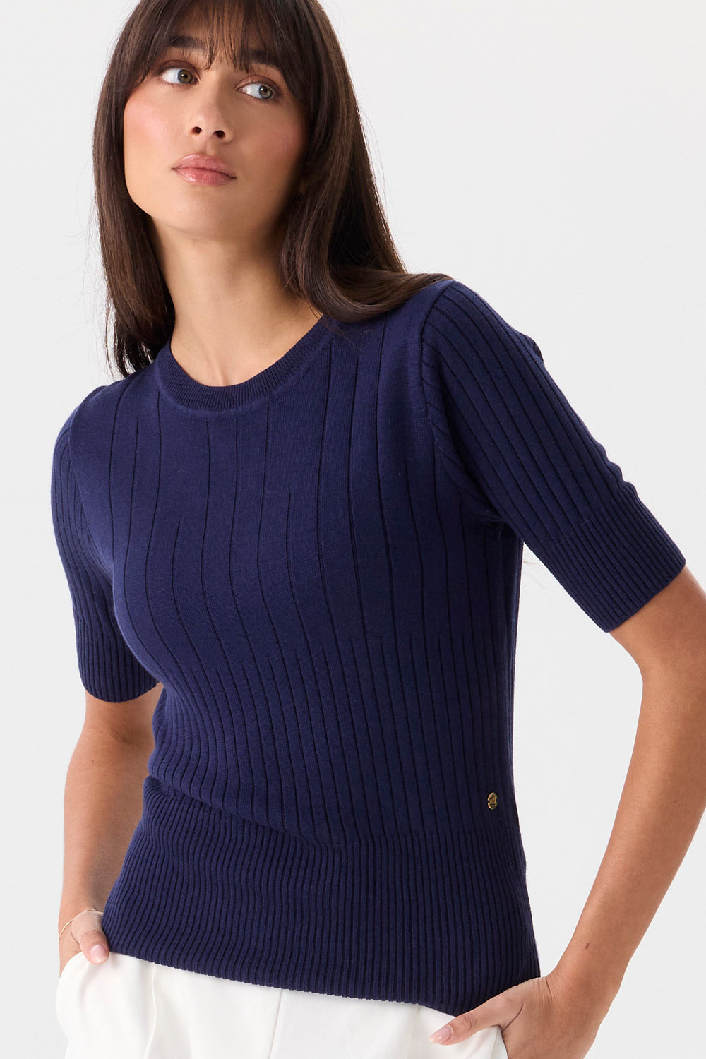 Mia Fratino Jessie Rib Tee - Navy