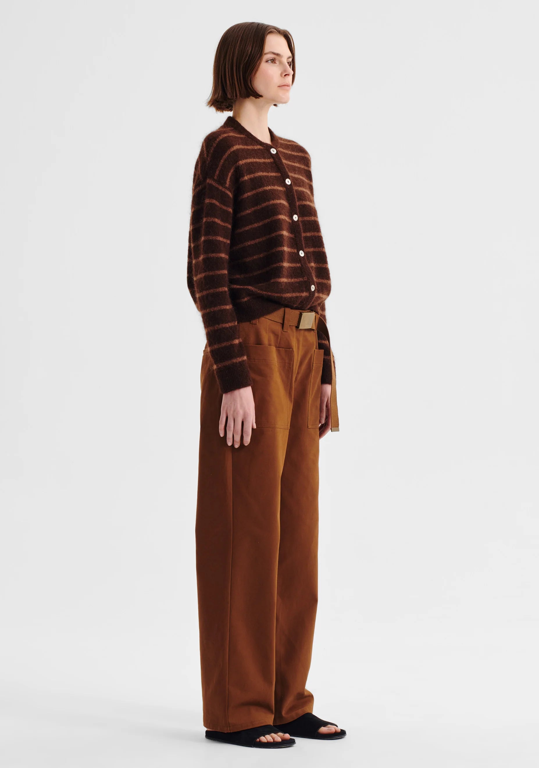 Albi Knit Cardigan - Toffee Stripe