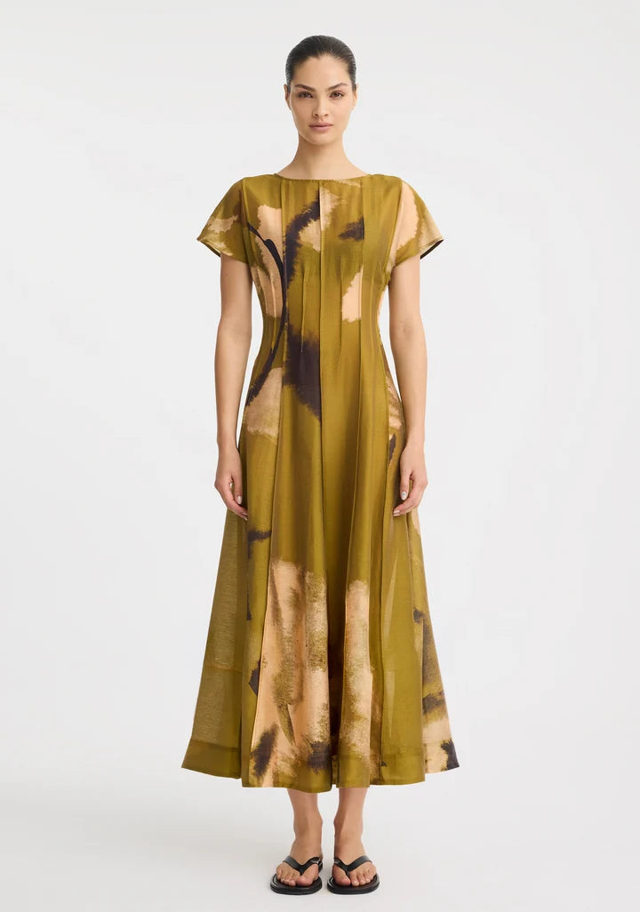 Morrison Astra Pintuck Dress - Moss Print