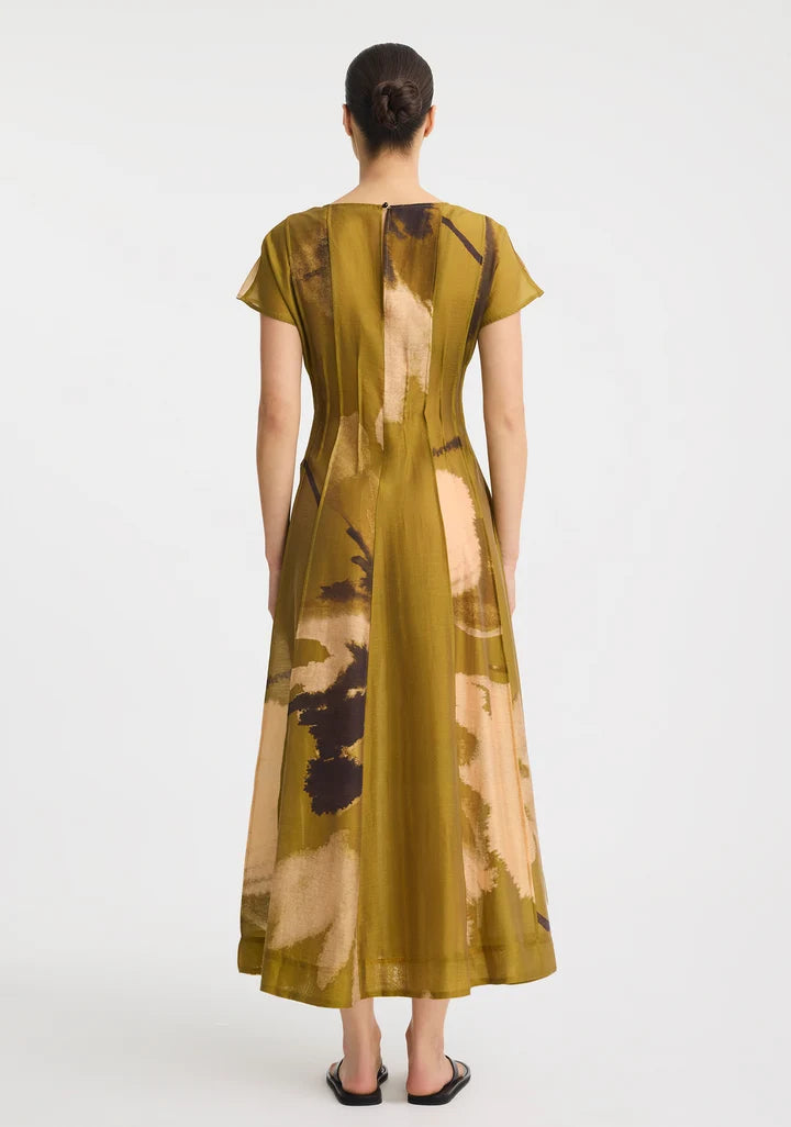 Morrison Astra Pintuck Dress - Moss Print