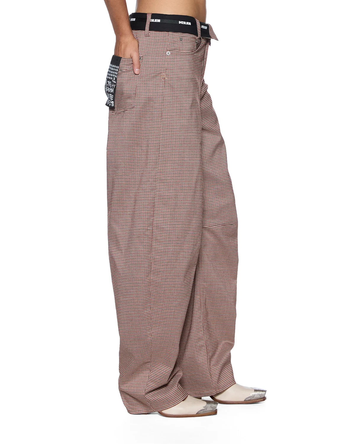 Barrel Trouser Flip Houndstooth - Brown