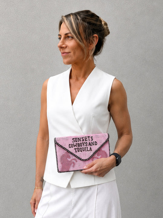 Dark Hampton Pink Pony Beaded Bag