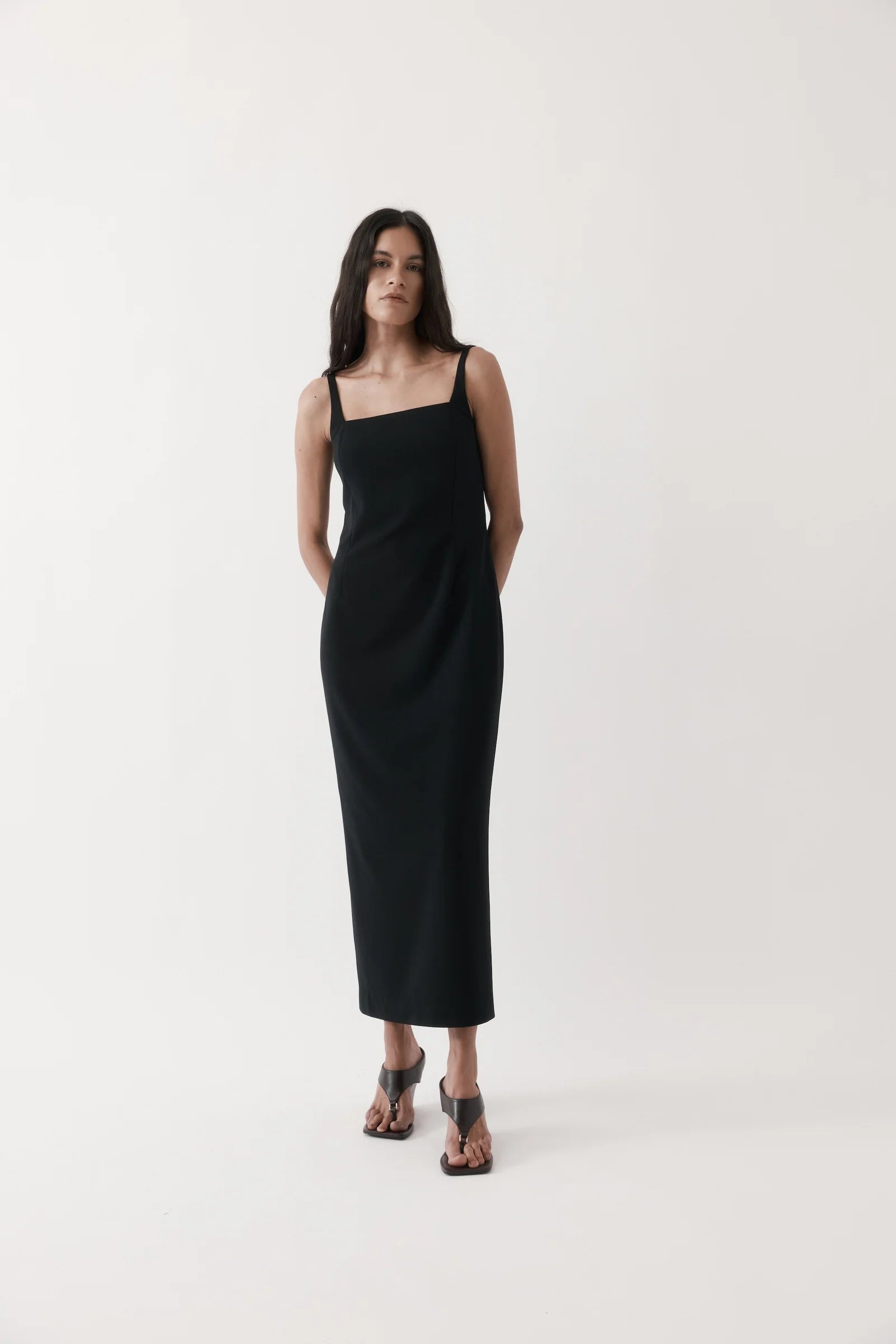 Column Cape Dress - Black