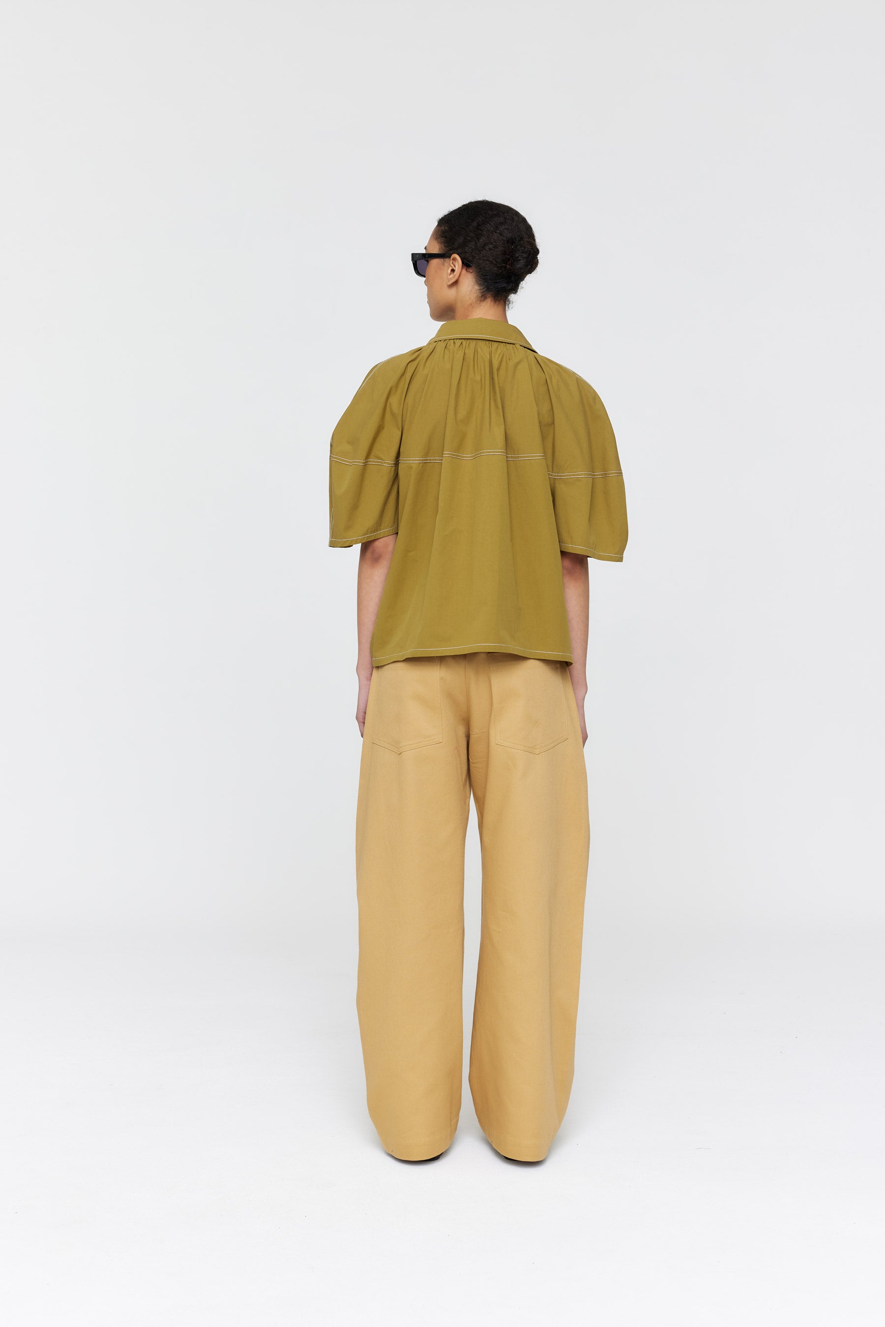 Citterio Shirt - Olive/ Contrast Stitch