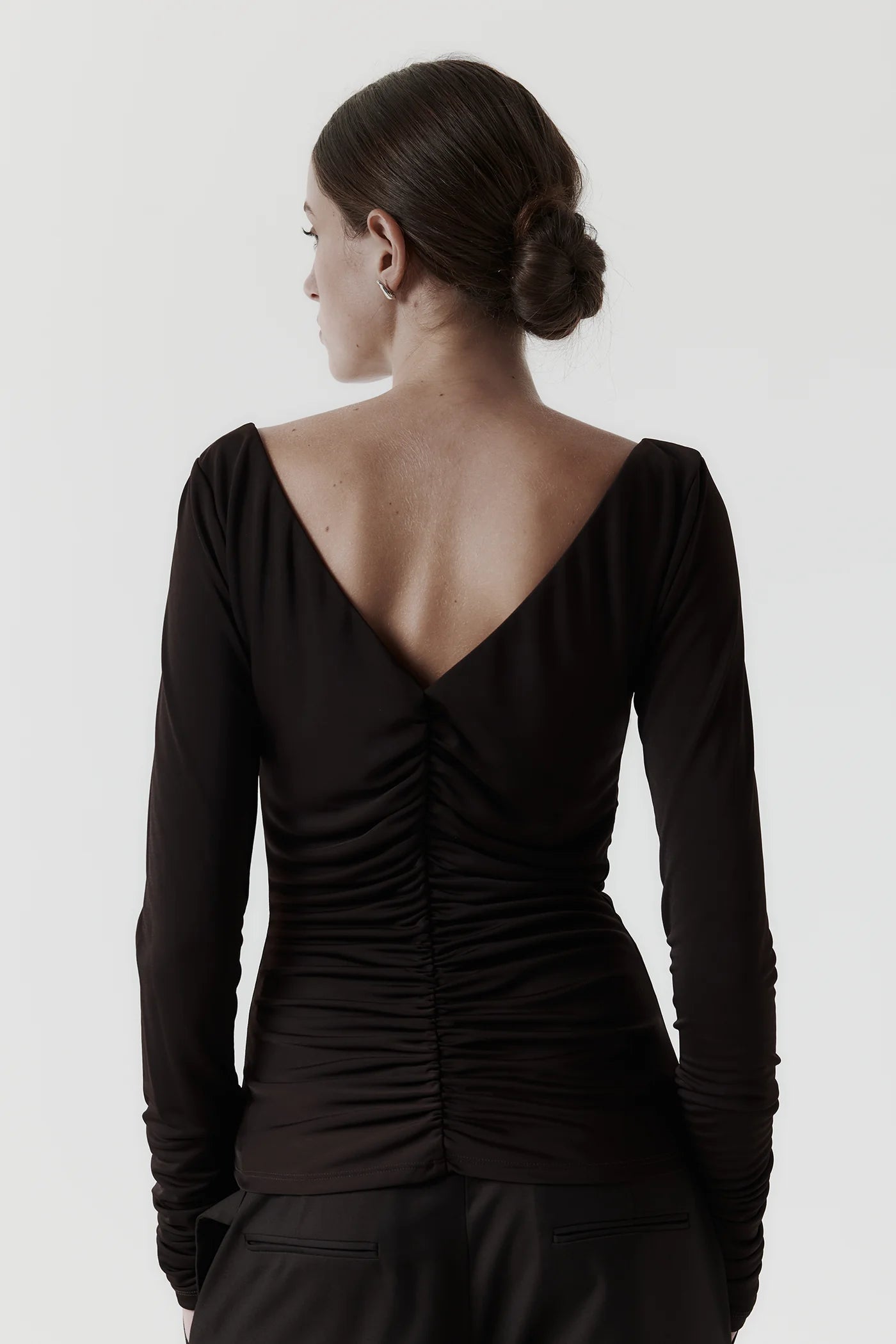 Ruched Long Sleeve Top - Balsamic