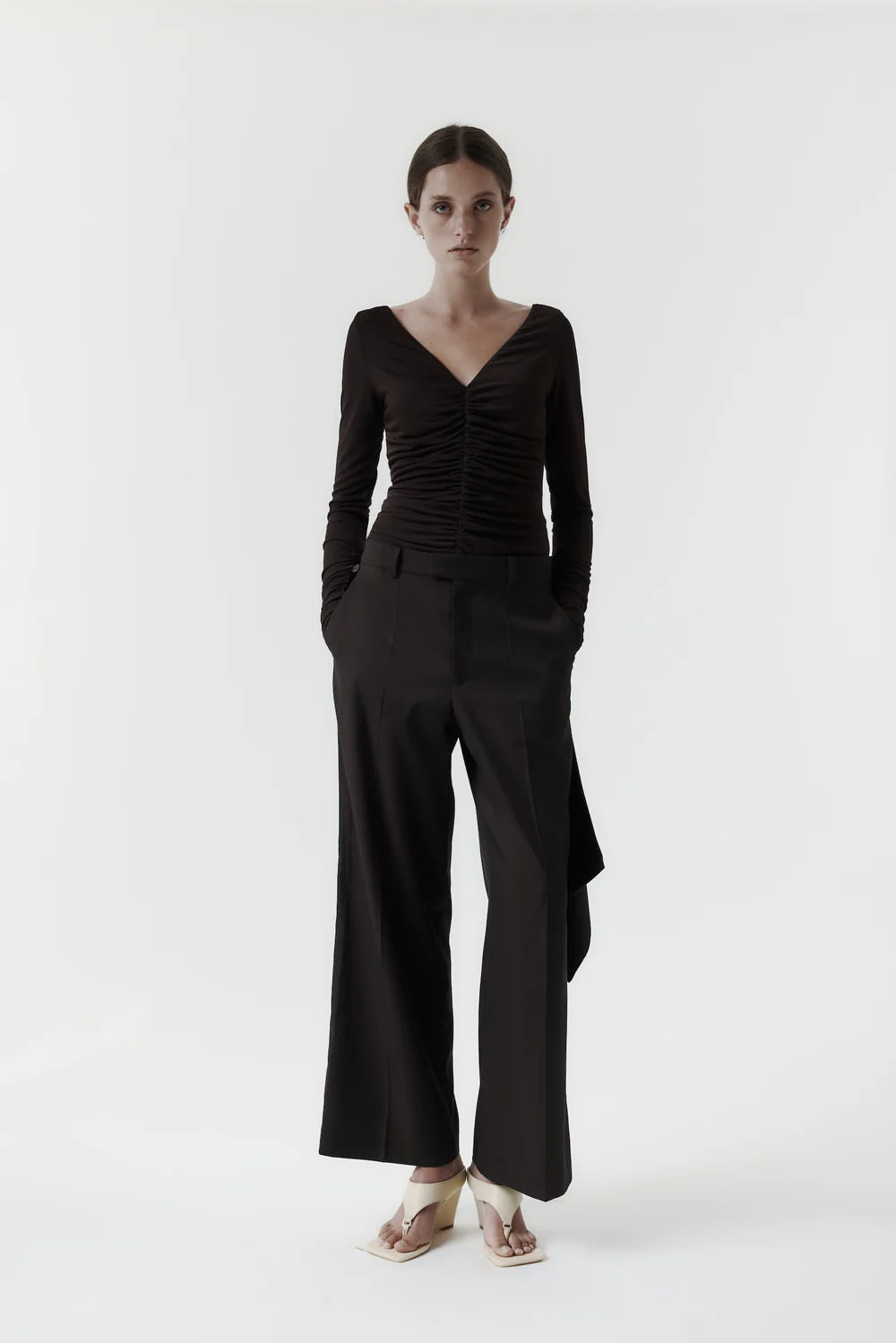 Ruched Long Sleeve Top - Balsamic