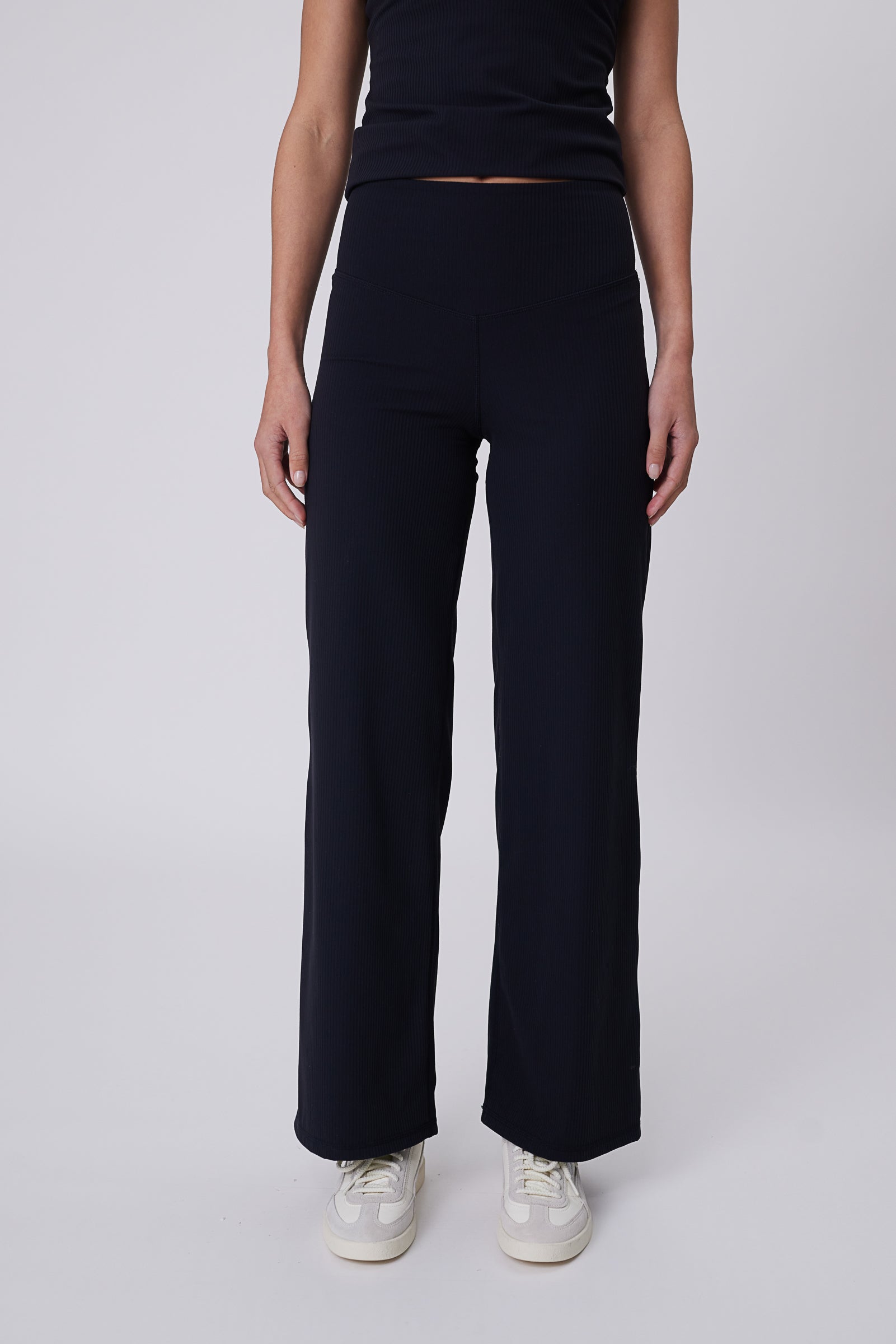 Recharge Rib Wide Leg Pant - Black