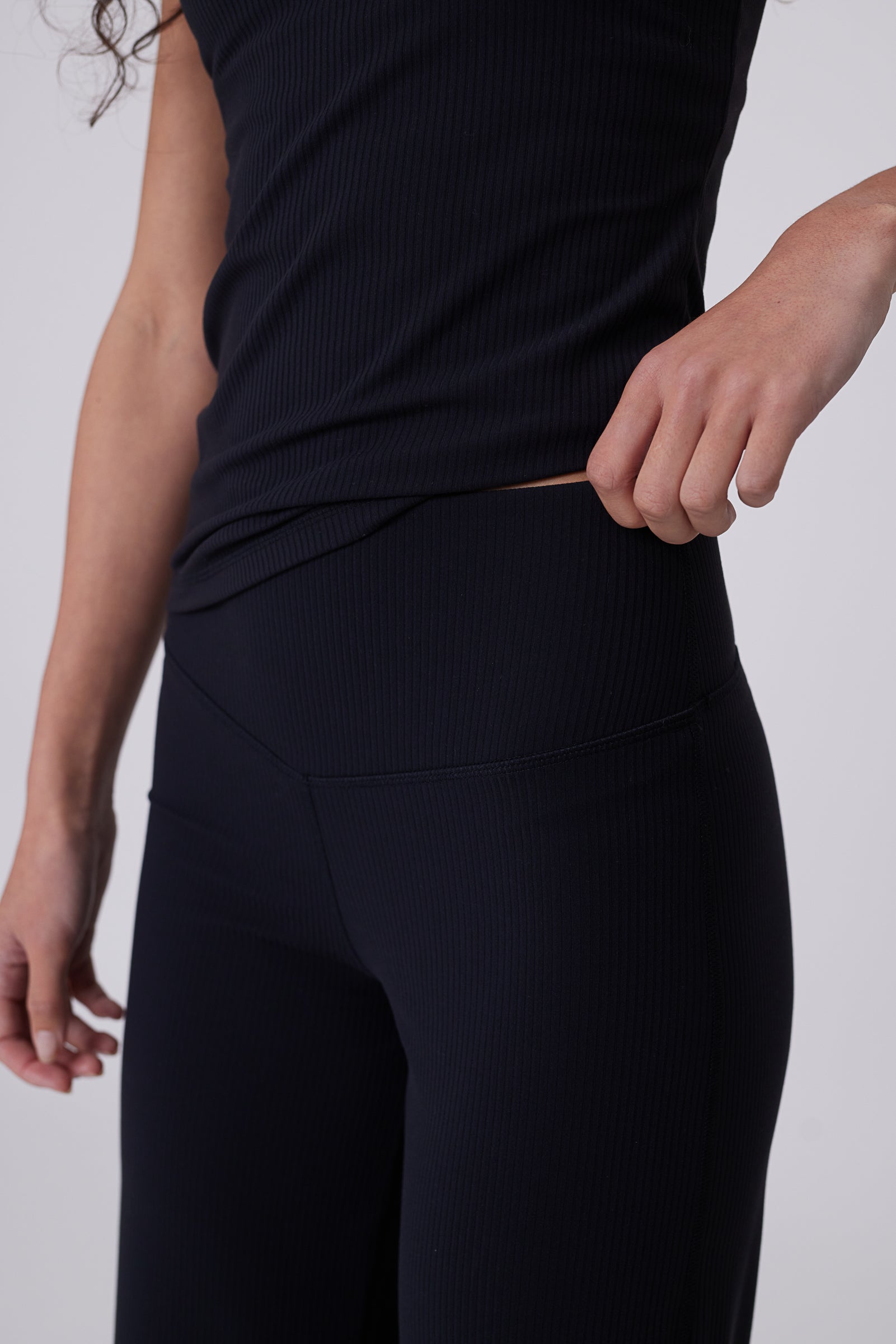 Recharge Rib Wide Leg Pant - Black