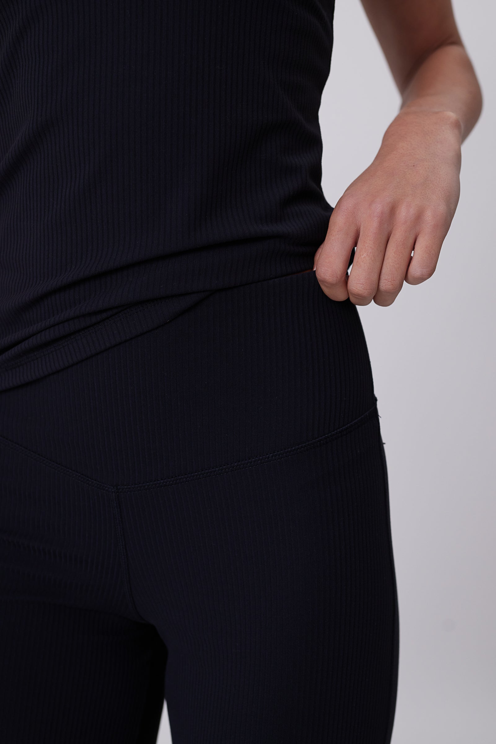 Recharge Rib Wide Leg Pant - Black