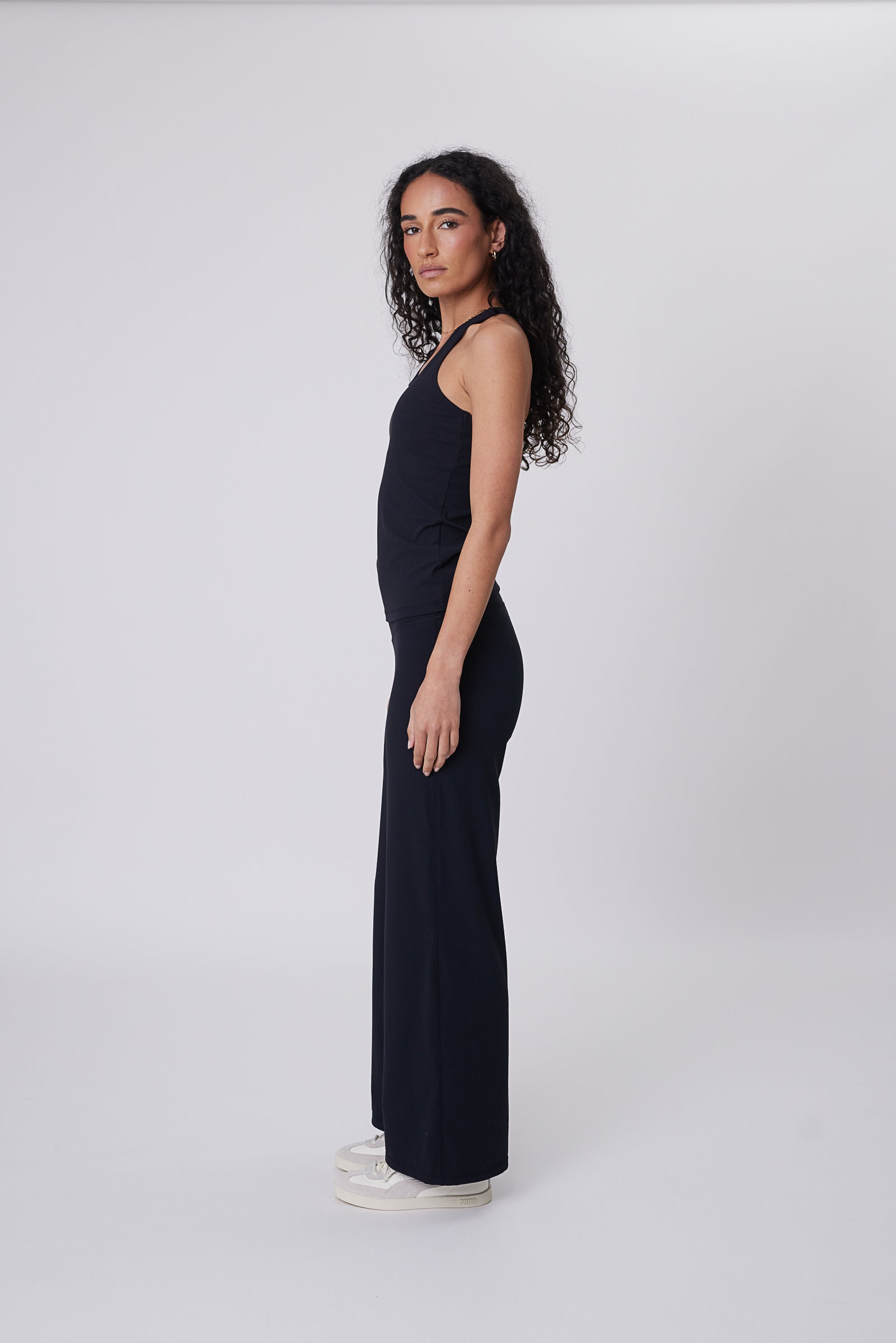 Recharge Rib Wide Leg Pant - Black