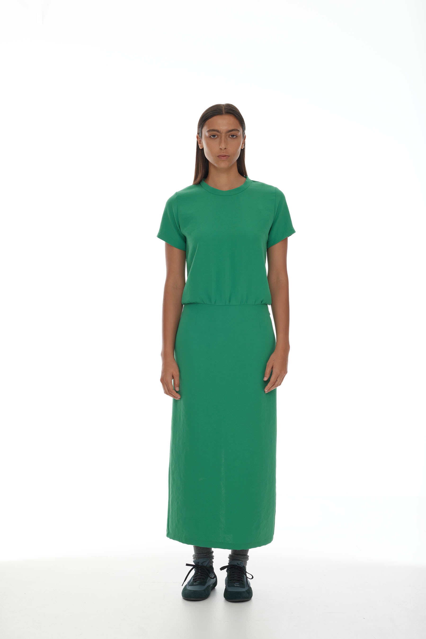 File Dress - Grass Green