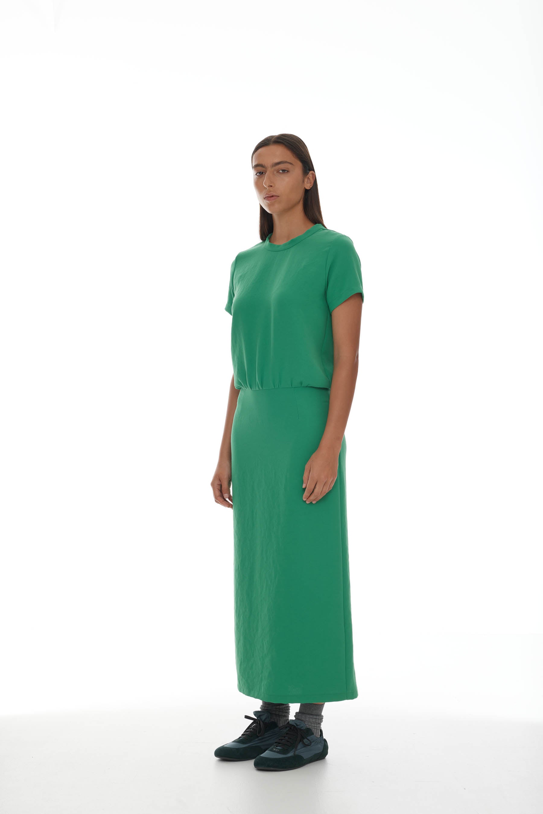 File Dress - Grass Green
