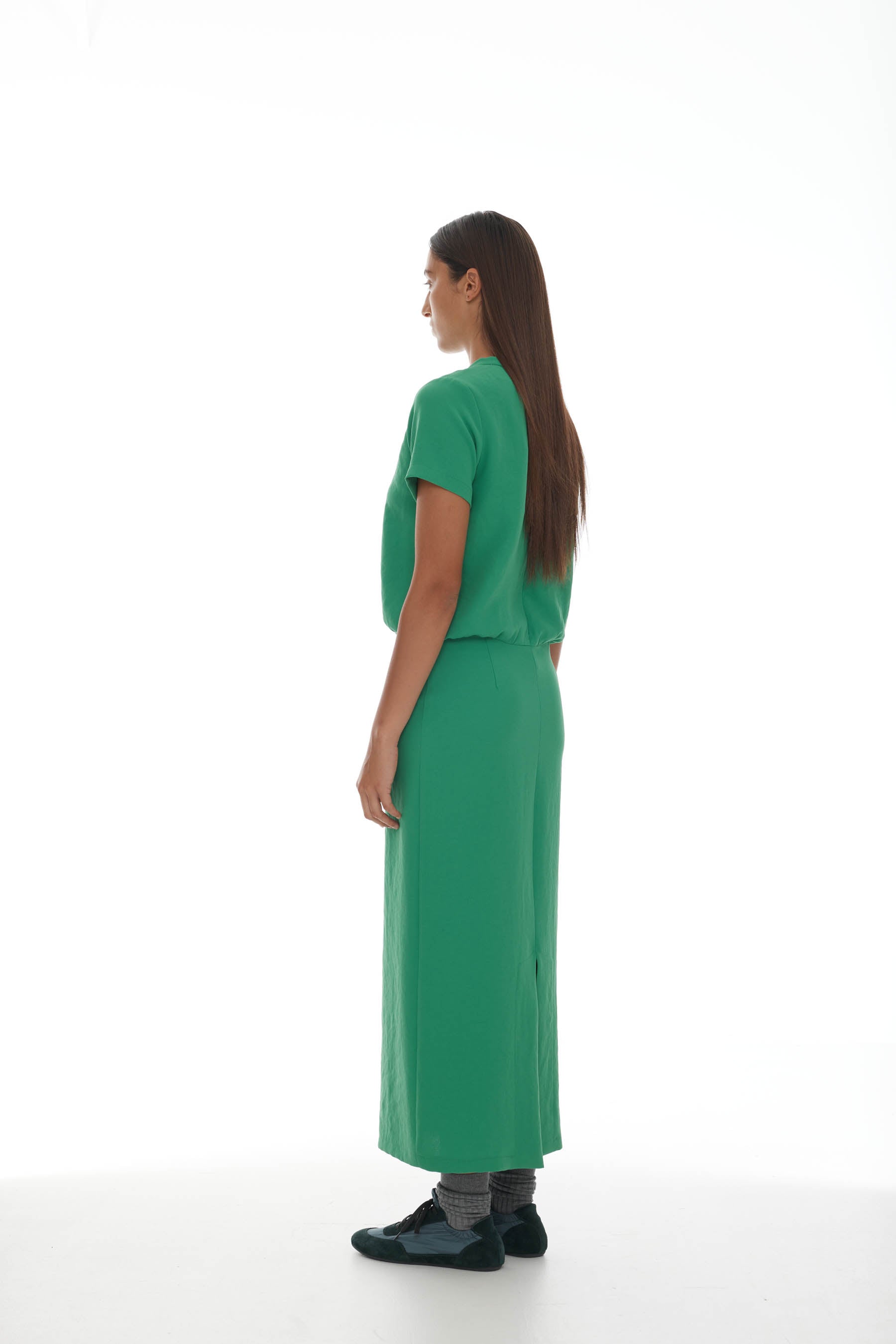 File Dress - Grass Green
