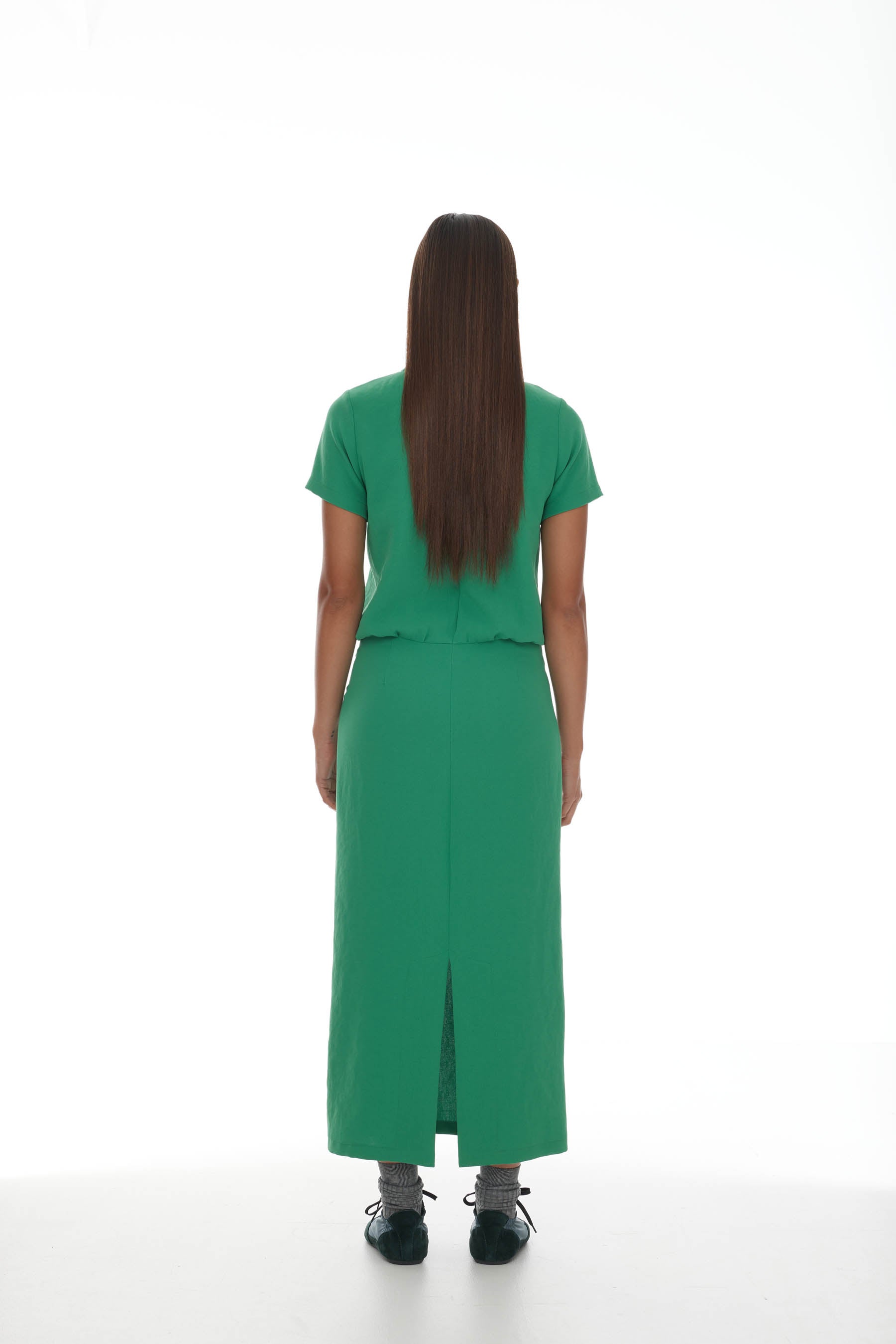 File Dress - Grass Green