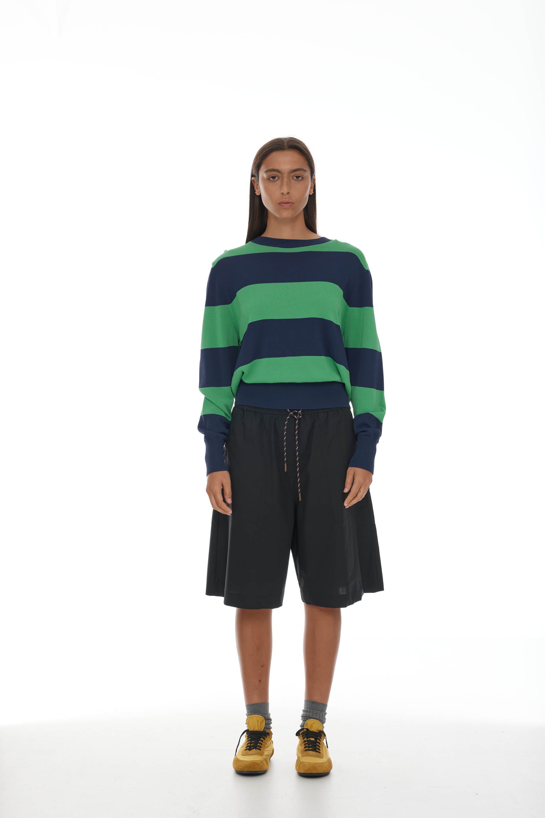 Francisco Jumper - Ink + Bright Green Stripe