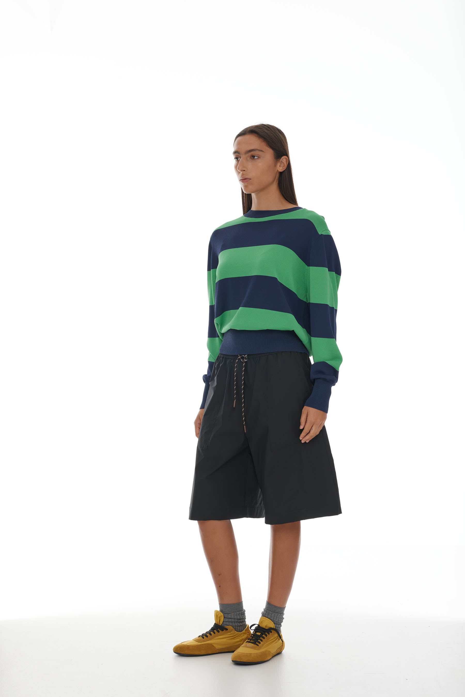 Francisco Jumper - Ink + Bright Green Stripe