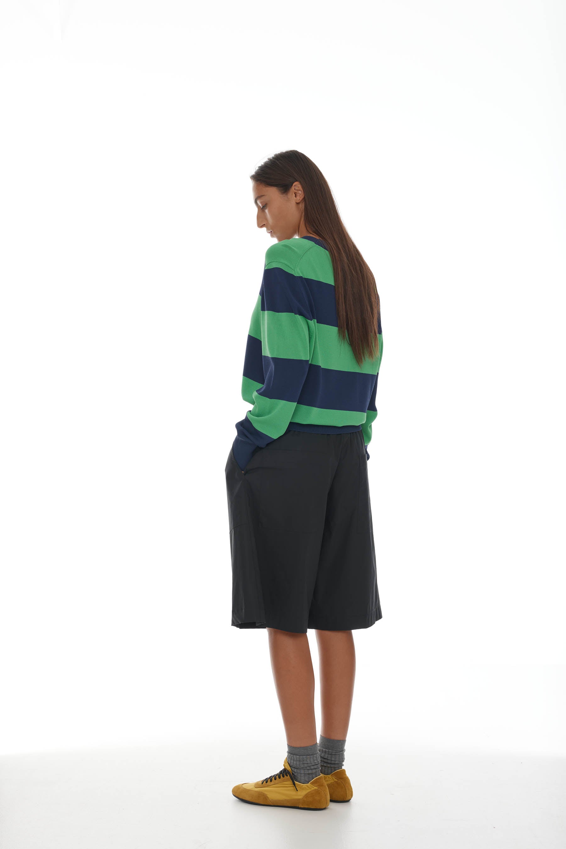Francisco Jumper - Ink + Bright Green Stripe
