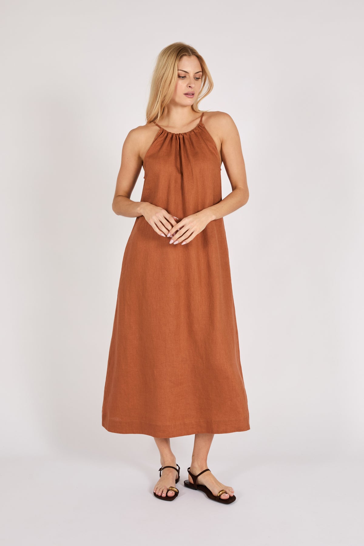 Marlow Riptide Linen Dress - Rust