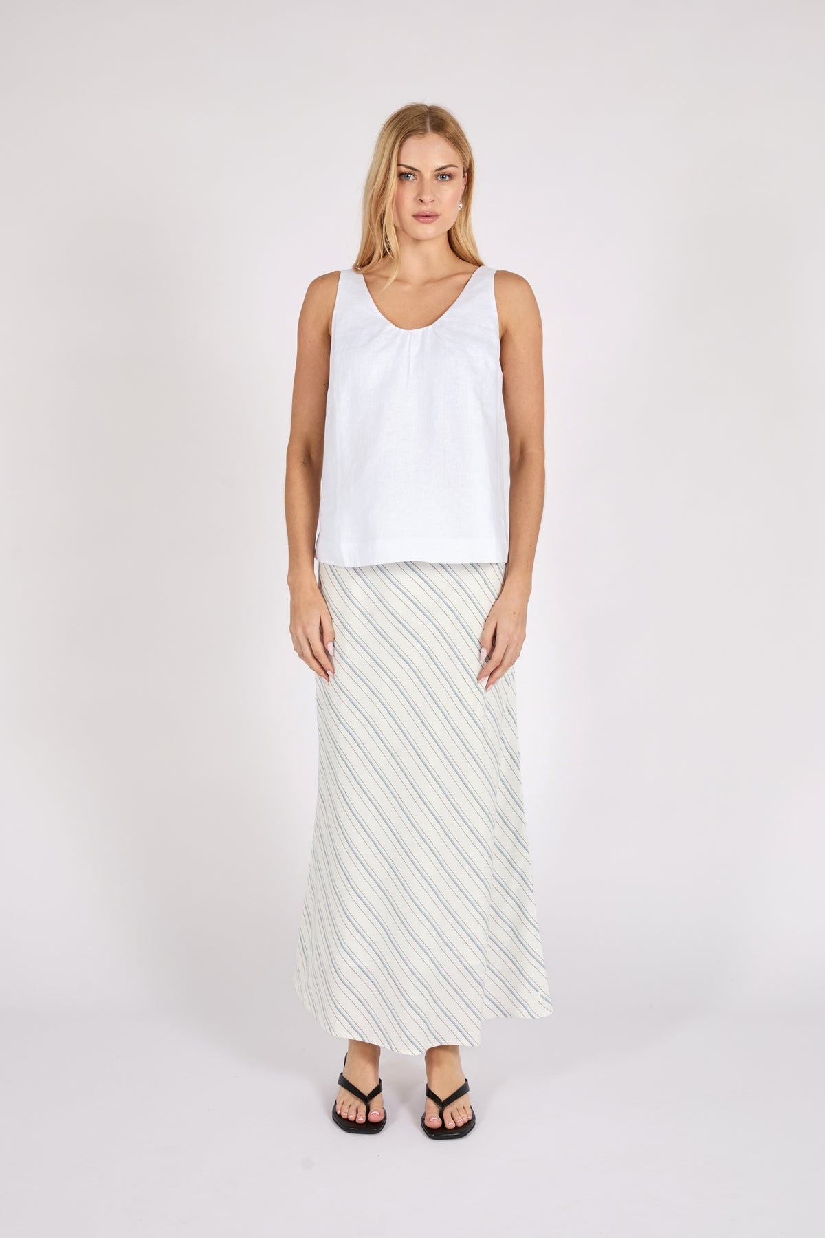 Marlow Riptide Linen Tank - White